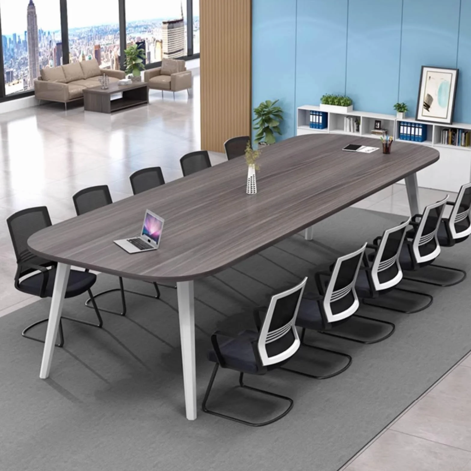 Mesa grande de conferencias de oficina, moderna mesa de seminario, mesa de sala de juntas, mesa de descanso, para oficina con marco de metal fuerte, fácil montaje