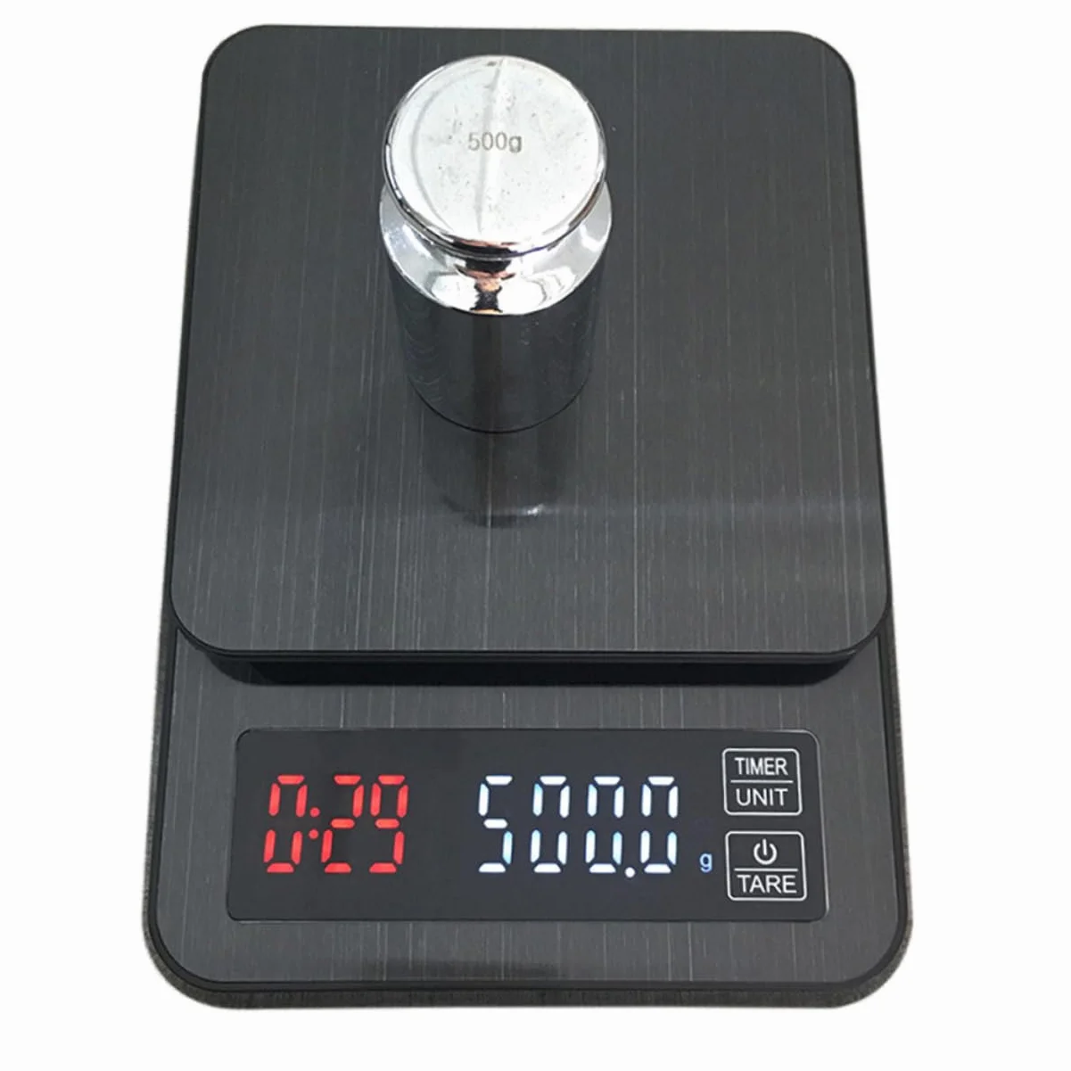PRETYZOOM Báscula Digital para Café con Temporizador y Sensores de Precisión, Capacidad 5kg, Color Negro, sin Pilas, Adecuado para Pesar Alimentos y Dietas