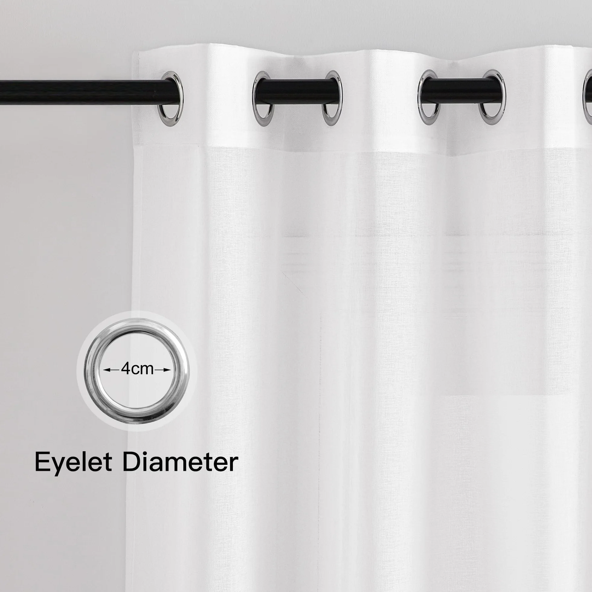 Cortinas Dormitorio 140x160cm Visillos Blancos Translucidos Lino Ojales 2 Piezas