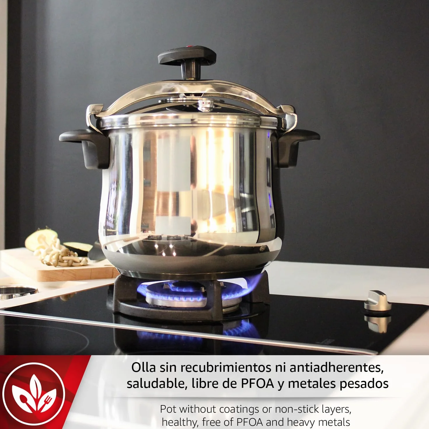 Magefesa Star Bombeada Olla Express Tradicional 10L Acero Inoxidable 18/10 Inducción Válvula Giratoria