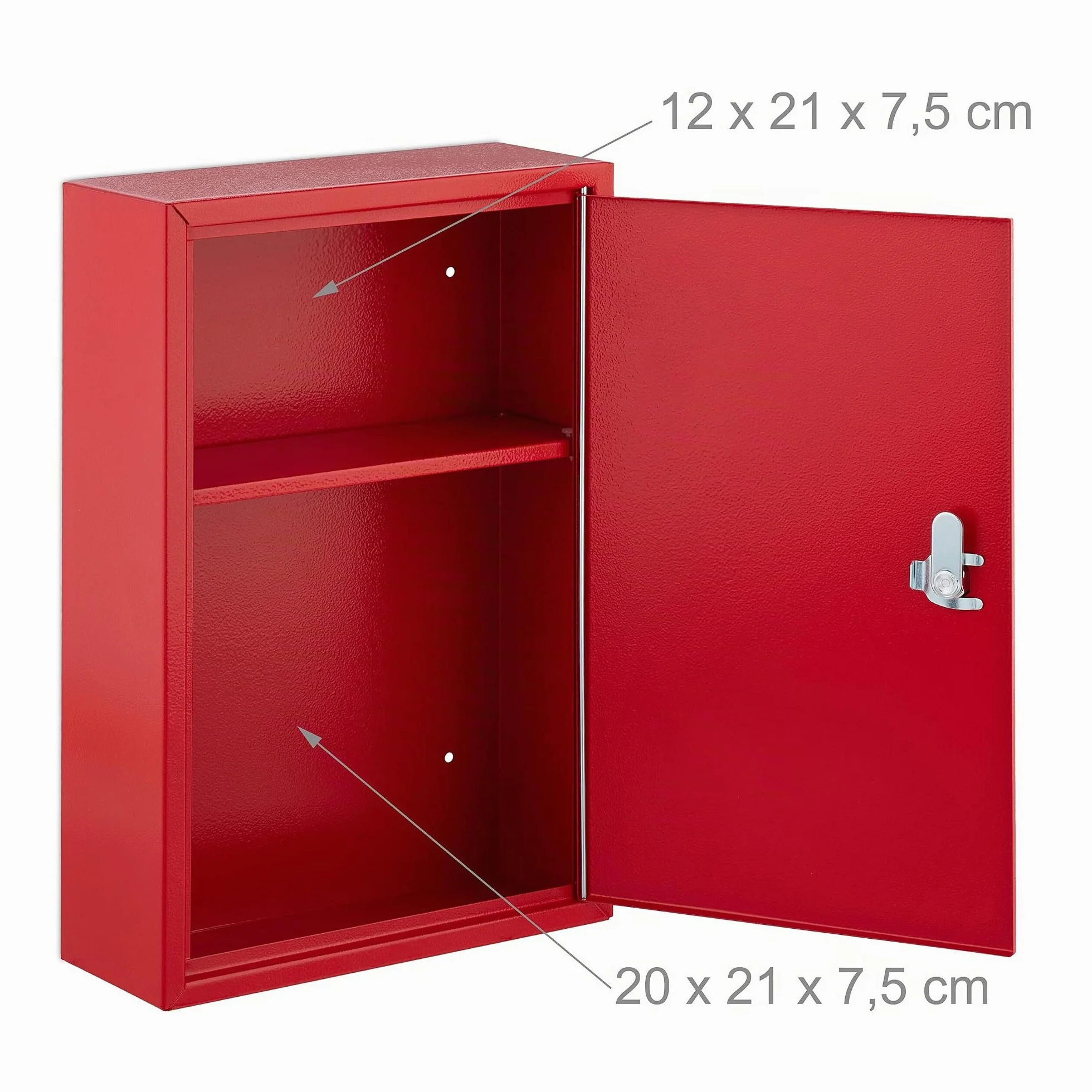 Relaxdays Armario Botiquín 2 Compartimentos Cerradura 32 x 21,5 x 9,5 cm Rojo Blanco