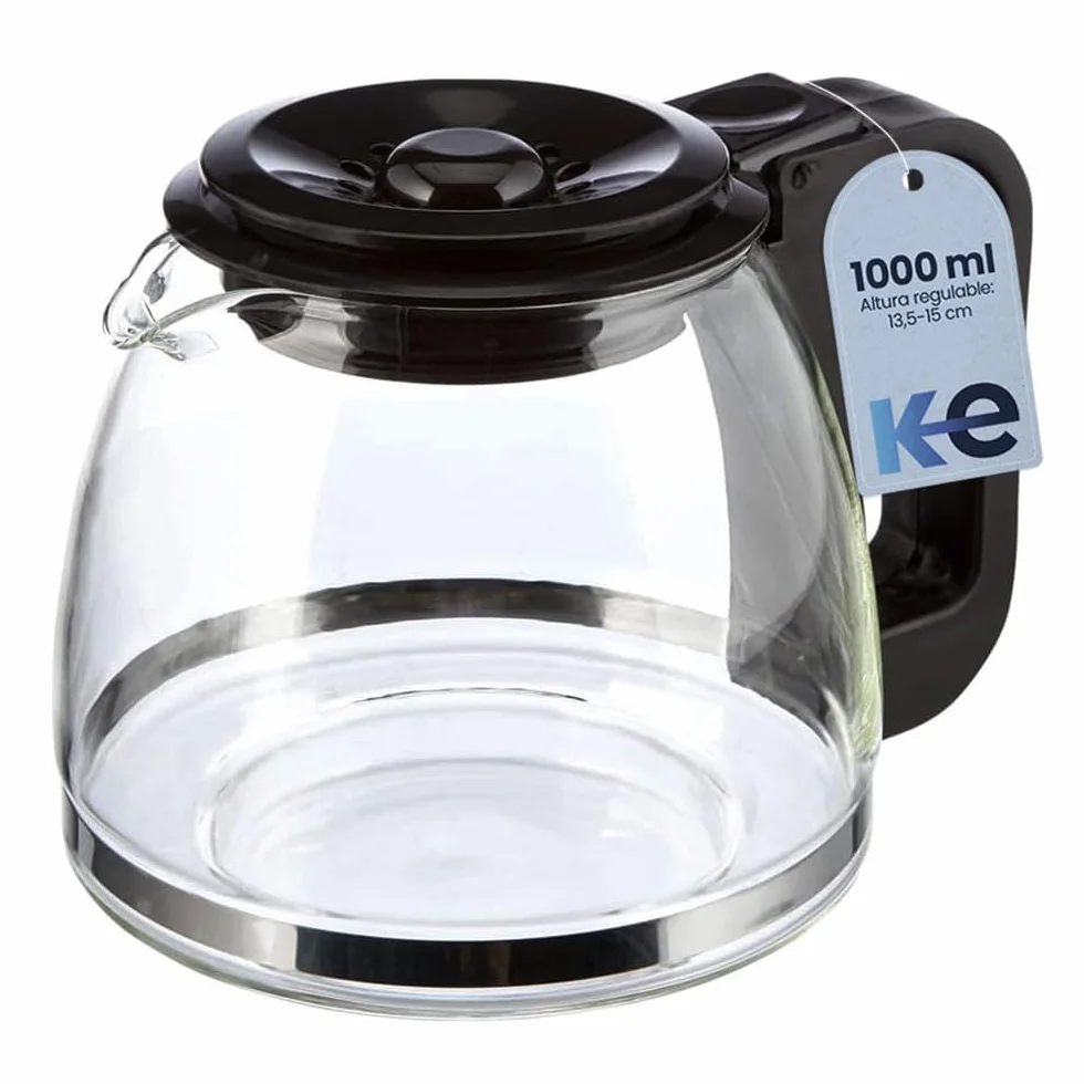 Anakel Home Jarra de Cristal para Cafetera de Goteo Altura Regulable 13,5-15cm x 14cm Negro