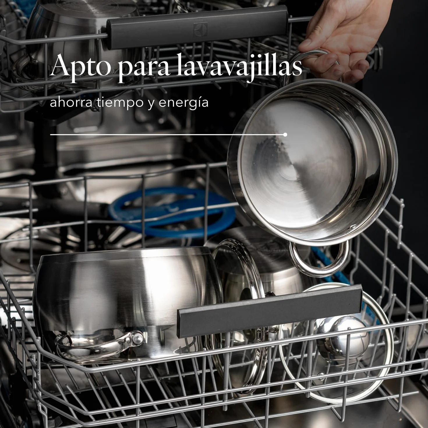 FLORINA Cacerola de Acero Inoxidable 3.4 L 20 cm con Tapa de Cristal OLIVER para Inducción