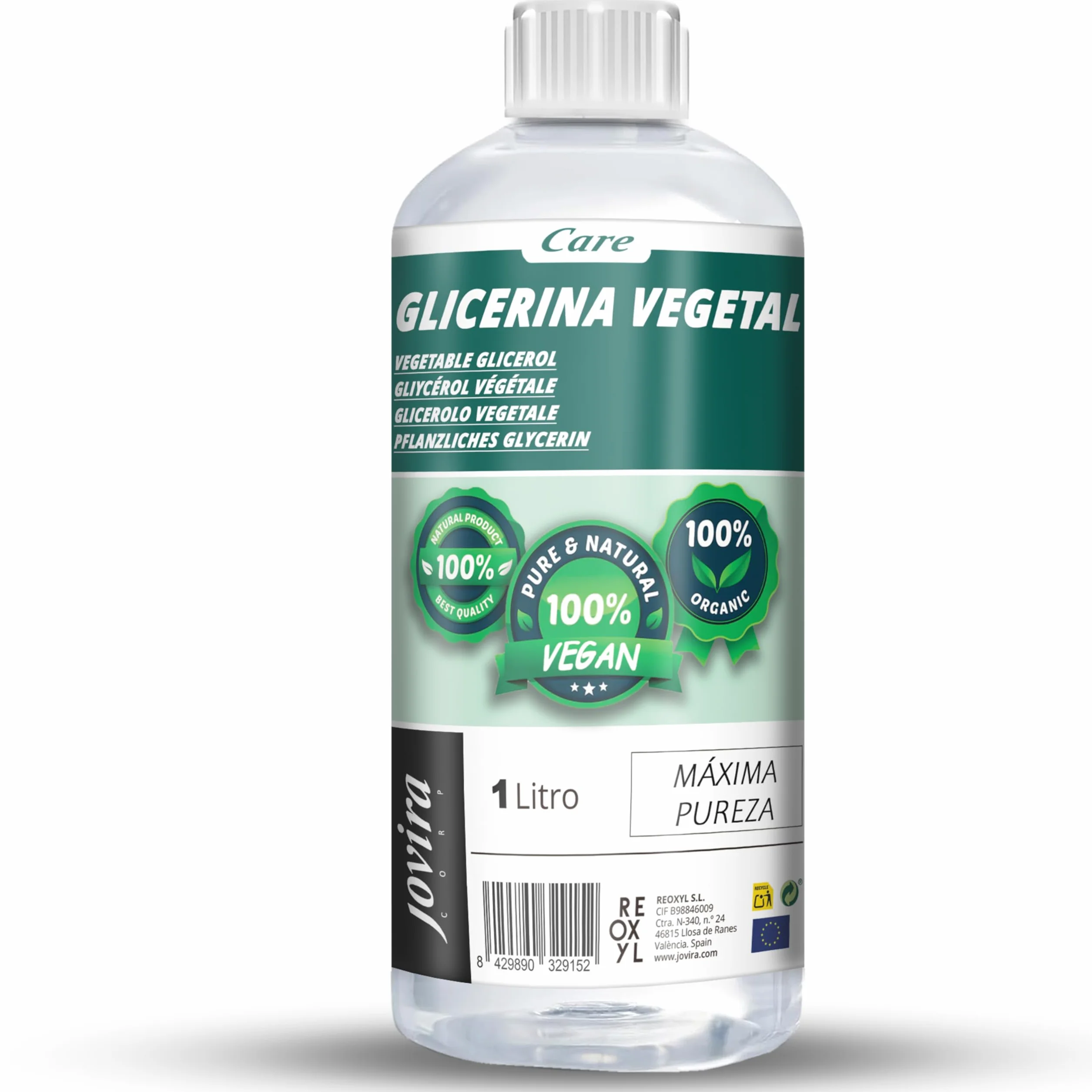 1 L | Glicerina Vegetal Líquida | 1L | 99,5% Pura | Para Hacer Jabones y Cosmética Casera | Glicerina para Secar Flores | Ingrediente Vegetal Multiuso. (1 Litro)