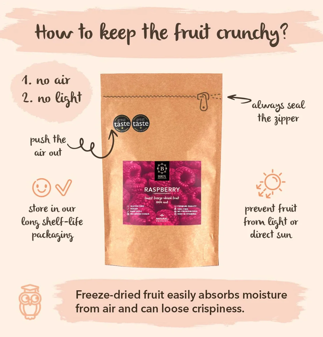 BRIX Frambuesa Liofilizada Enteras 85g | Frambuesa Deshidratada 100% Natural | Sin OGM, Gluten, Vegano