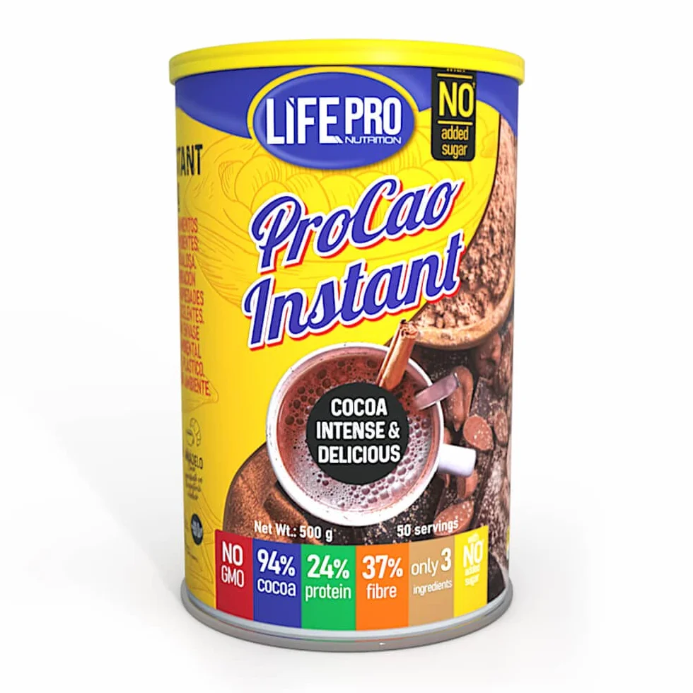 Life Pro ProCao Instant 500g Cacao en polvo sin azúcares añadidos Alto en proteína 24%