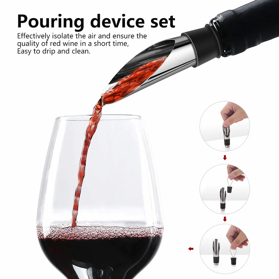 Abridor de Vino Sacacorchos Profesional Estuche Acero Inoxidable Kit Regalo 4 en 1