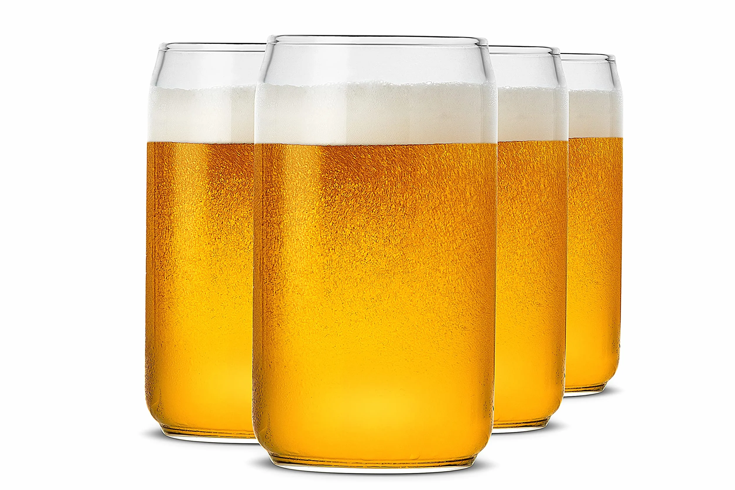 LUXU Juego de 4 vasos de cerveza con forma de lata de 20 onzas, vasos de cerveza grandes para cualquier bebida y cualquier ocasión (juego de 4)