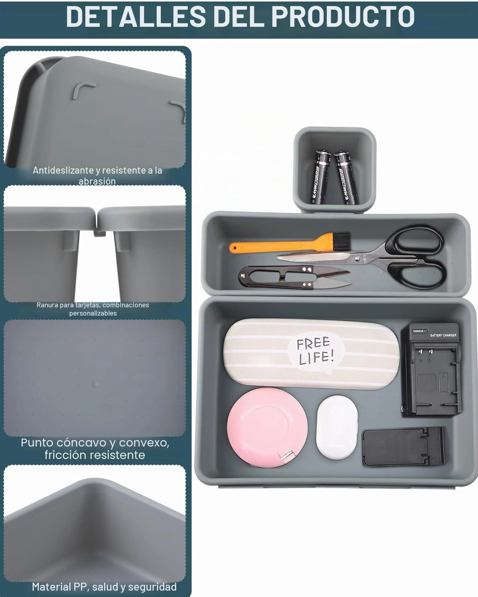 Organizador de cajones 8 piezas plástico para escritorio baño sistema separador