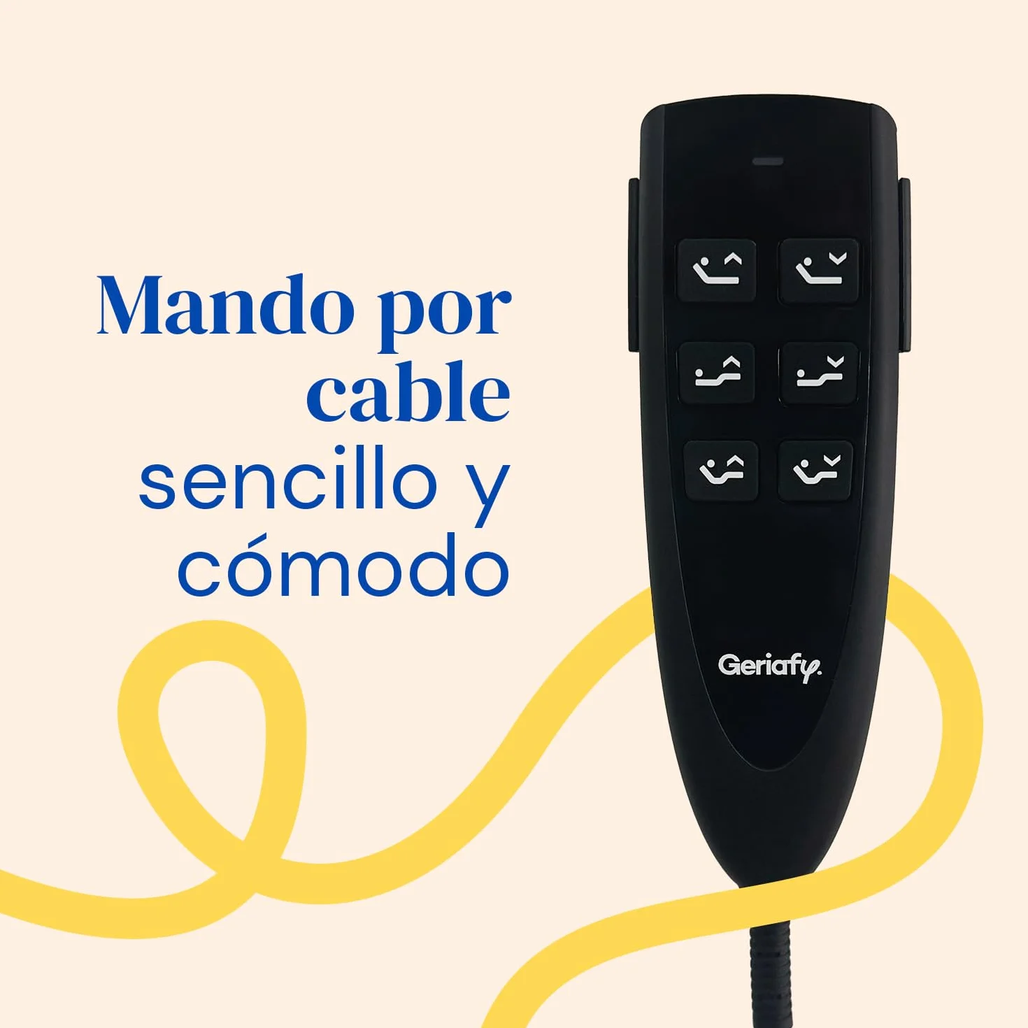 Geriafy - Cama Articulada Eléctrica | 90x190 cm | Reforzada y Compacta | Mando por Cable y Patas Regulables en 4 Alturas