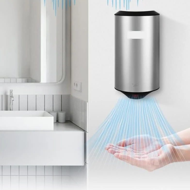 Secador de manos, Sensor de secador de manos automático for el hogar, dispositivo de secado de manos for Hotel, calentador eléctrico de aire caliente for baño, viento,Flujo de aire potente(Brushed si