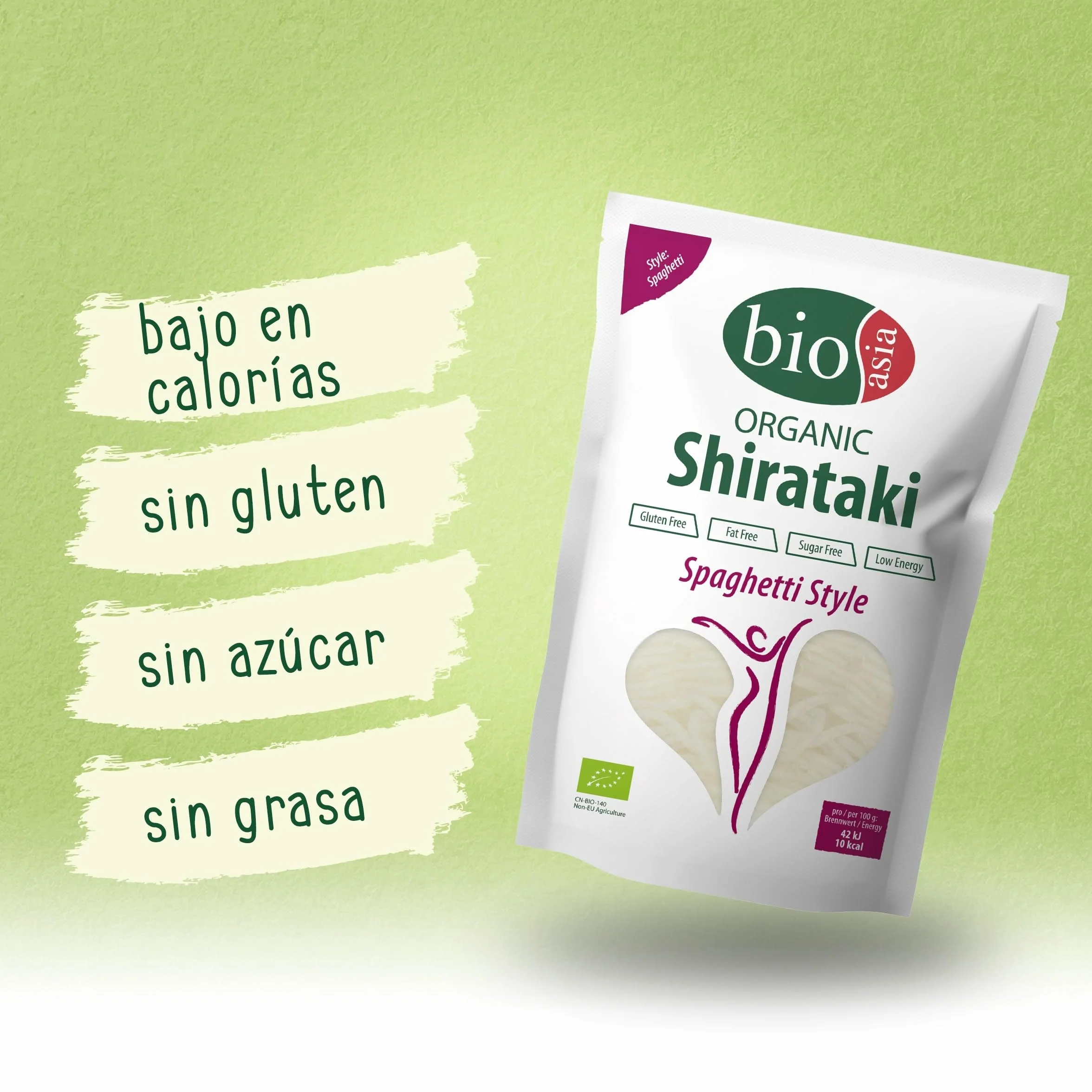 BIOASIA Espaguetis Shirataki ecológicos harina de konjac 270 g