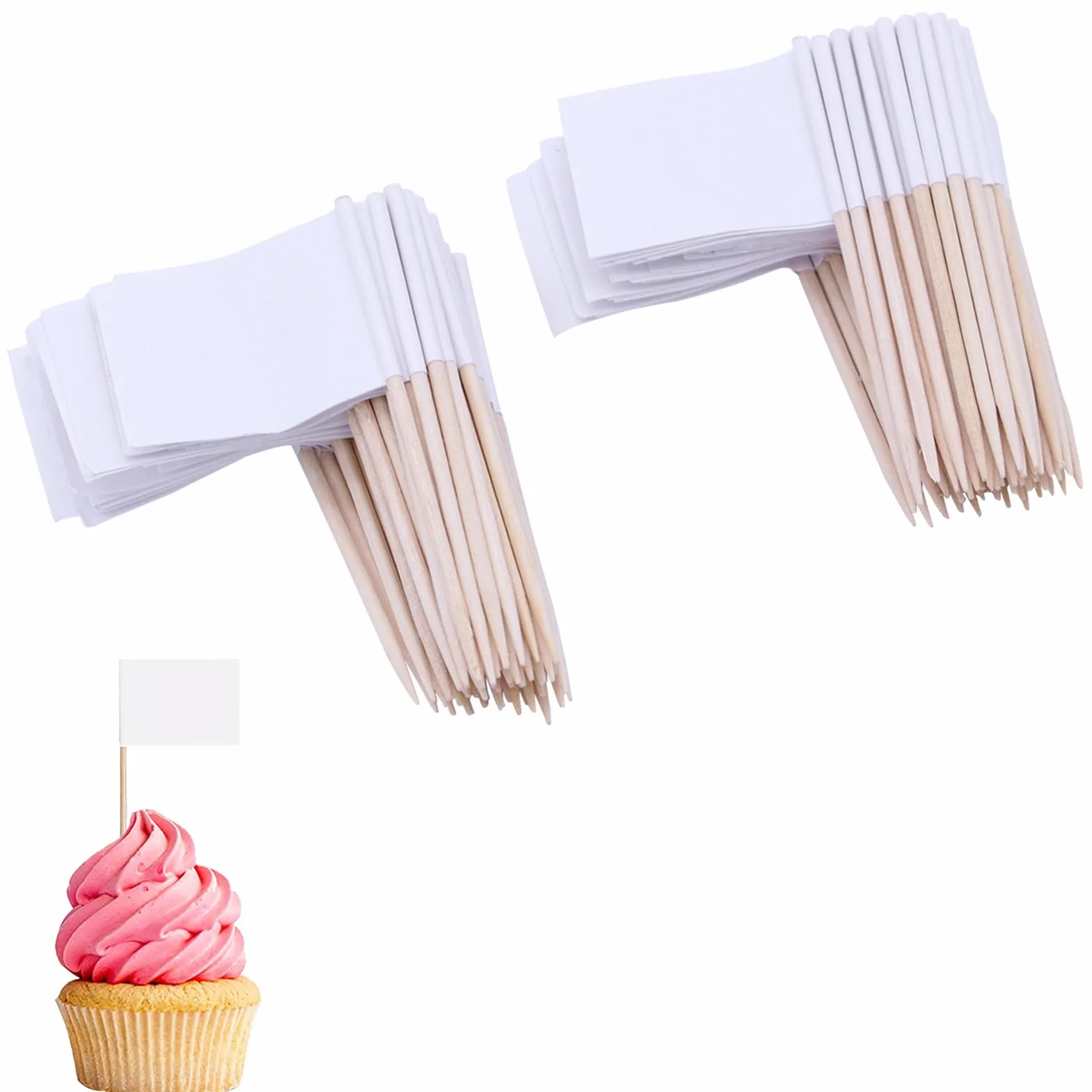 100 banderas kraft mini etiquetas bandera palillos dientes queso fiesta bodas blanco