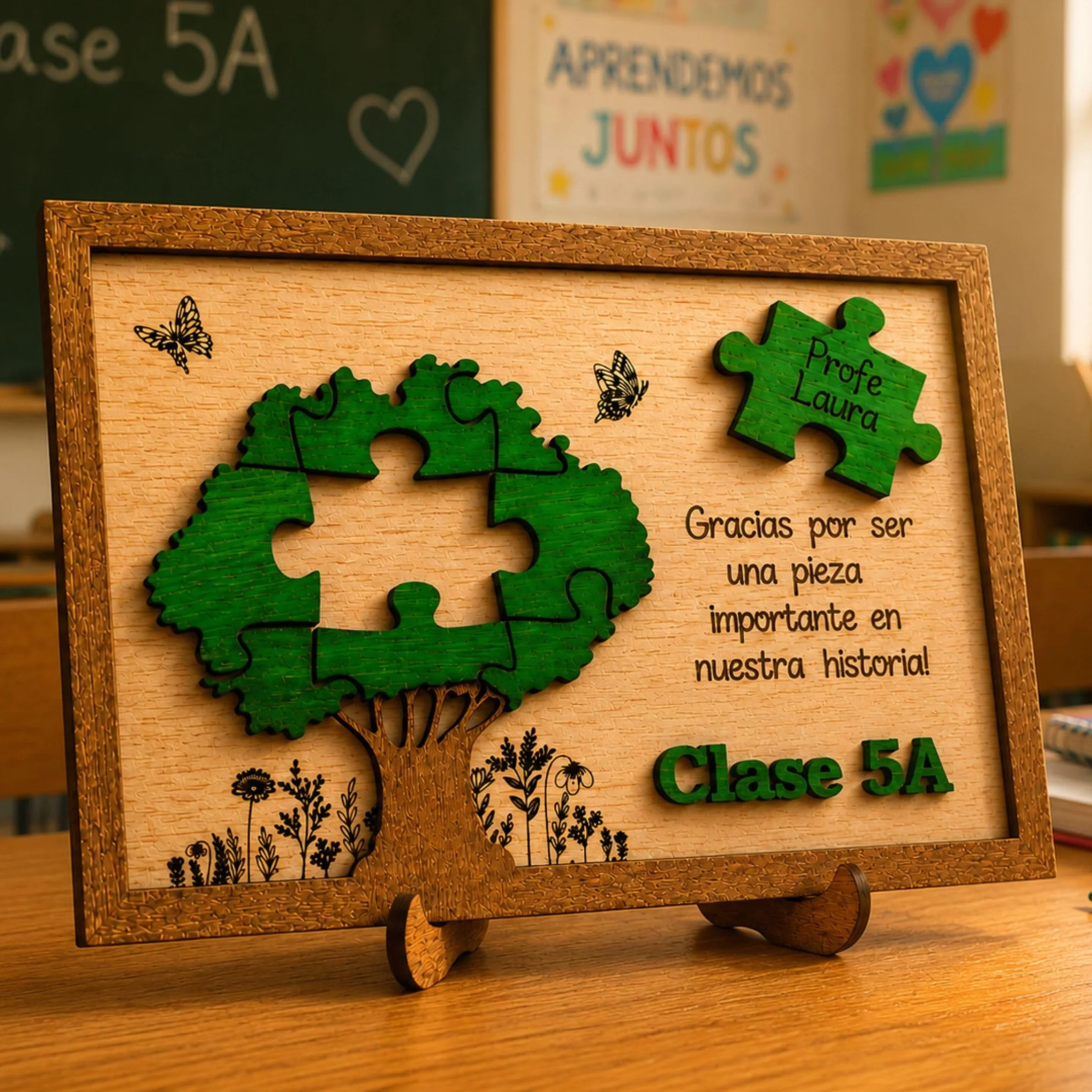 Regalo Profesora Personalizado Árbol Marco Gracias Profe con Nombres | Profesor Fin de Curso|Regalo Profe Original de Madera|Profesores Infantil Primaria Guardería|Olesea