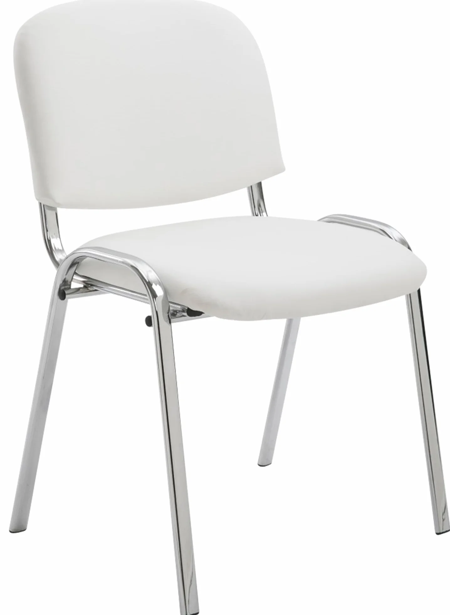 CLP Silla De Conferencia Ken Chrom En Simil Cuero I Silla Confidente Apilable I Silla De Oficina Sin Ruedas con Base de Metal I Color:, Color:Blanco