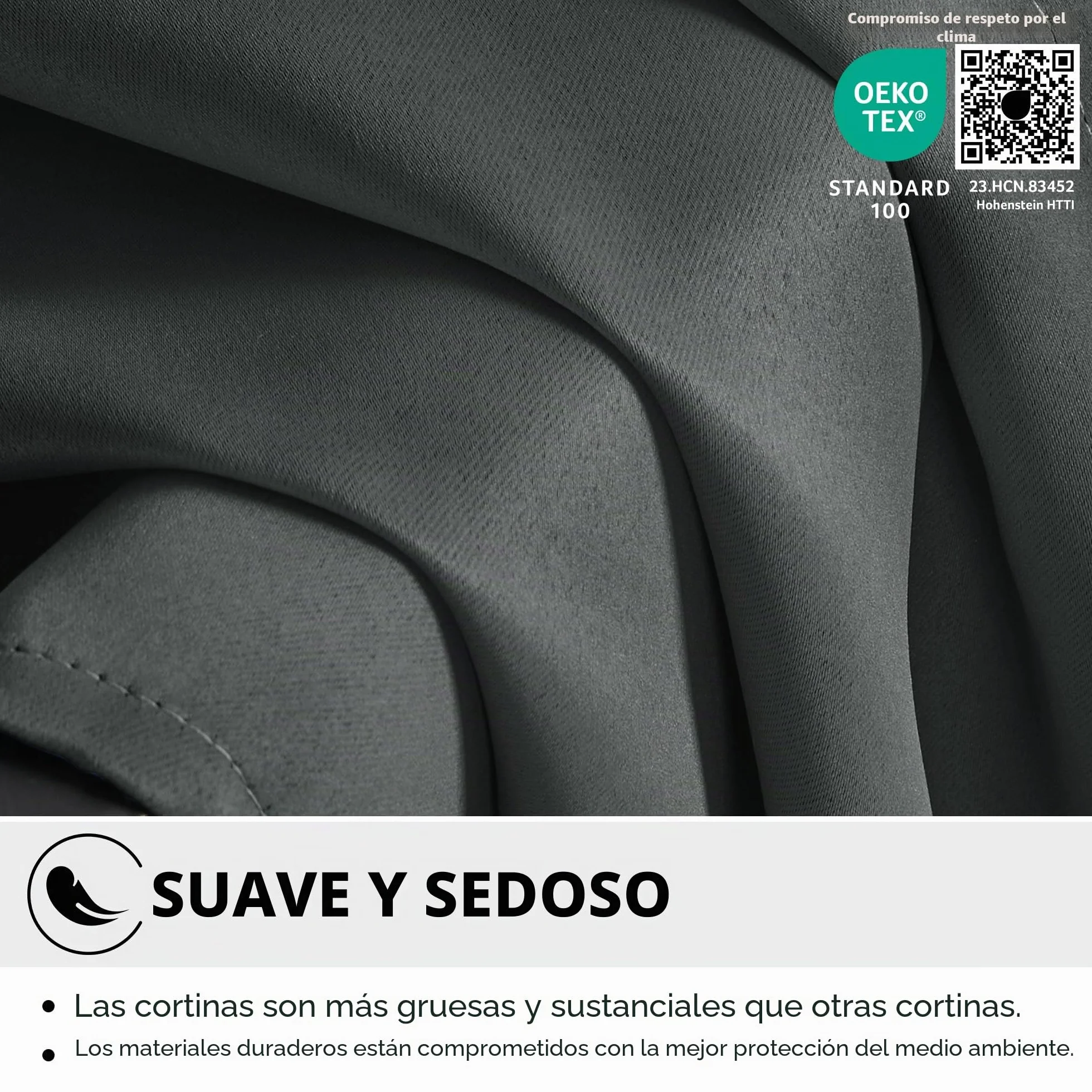 Deconovo Cortinas Opacas Térmicas 2 Piezas 135x240 cm Gris Oscuro