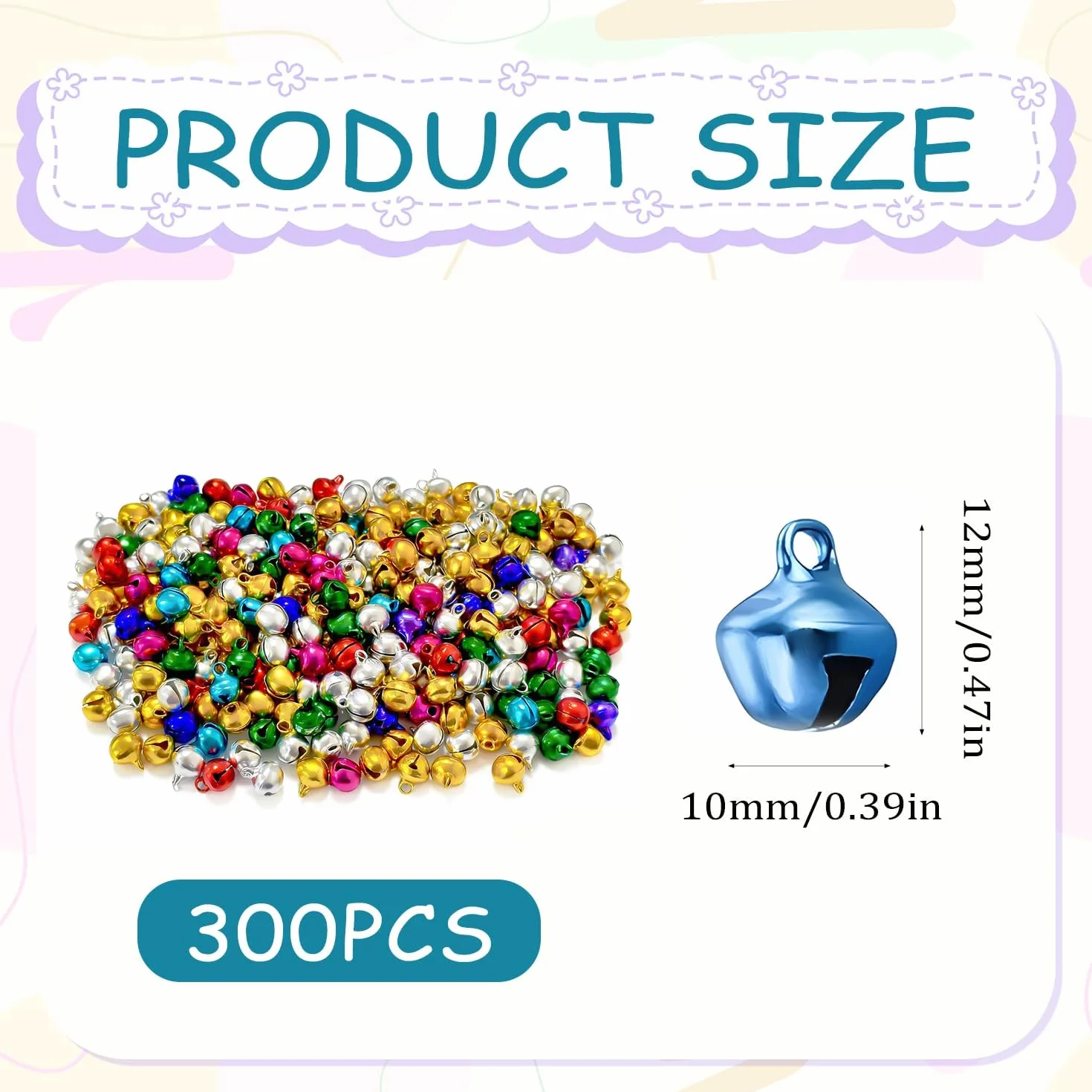 300 cascabeles de 10 mm para manualidades, campanas de metal, color dorado y plateado