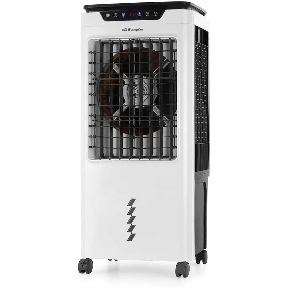 Orbegozo AIR 55 - Climatizador evaporativo 3 en 1, depósito de agua extraíble de 35 l, temporizador, gran caudal de aire, mando a distancia, silencioso, modo noche, 150 W Multicolor