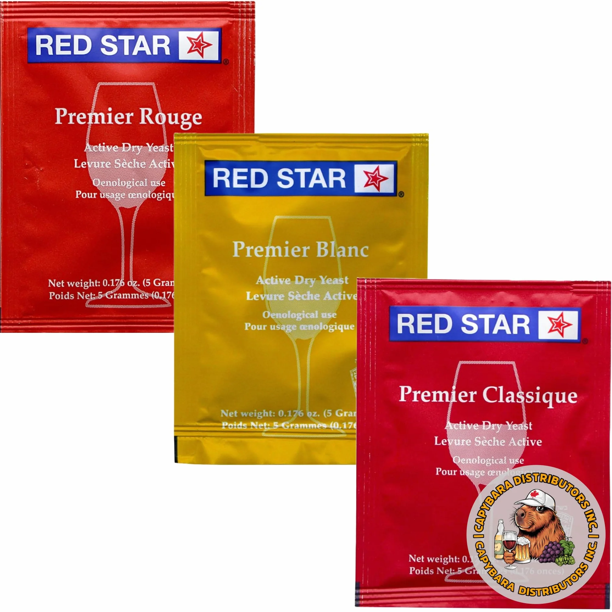 Red Star Levadura de Vino Paquete de 3 - Saccharomyces cerevisiae - 5 g Sobres para Vino, Sidra, Hidromiel, Kombucha