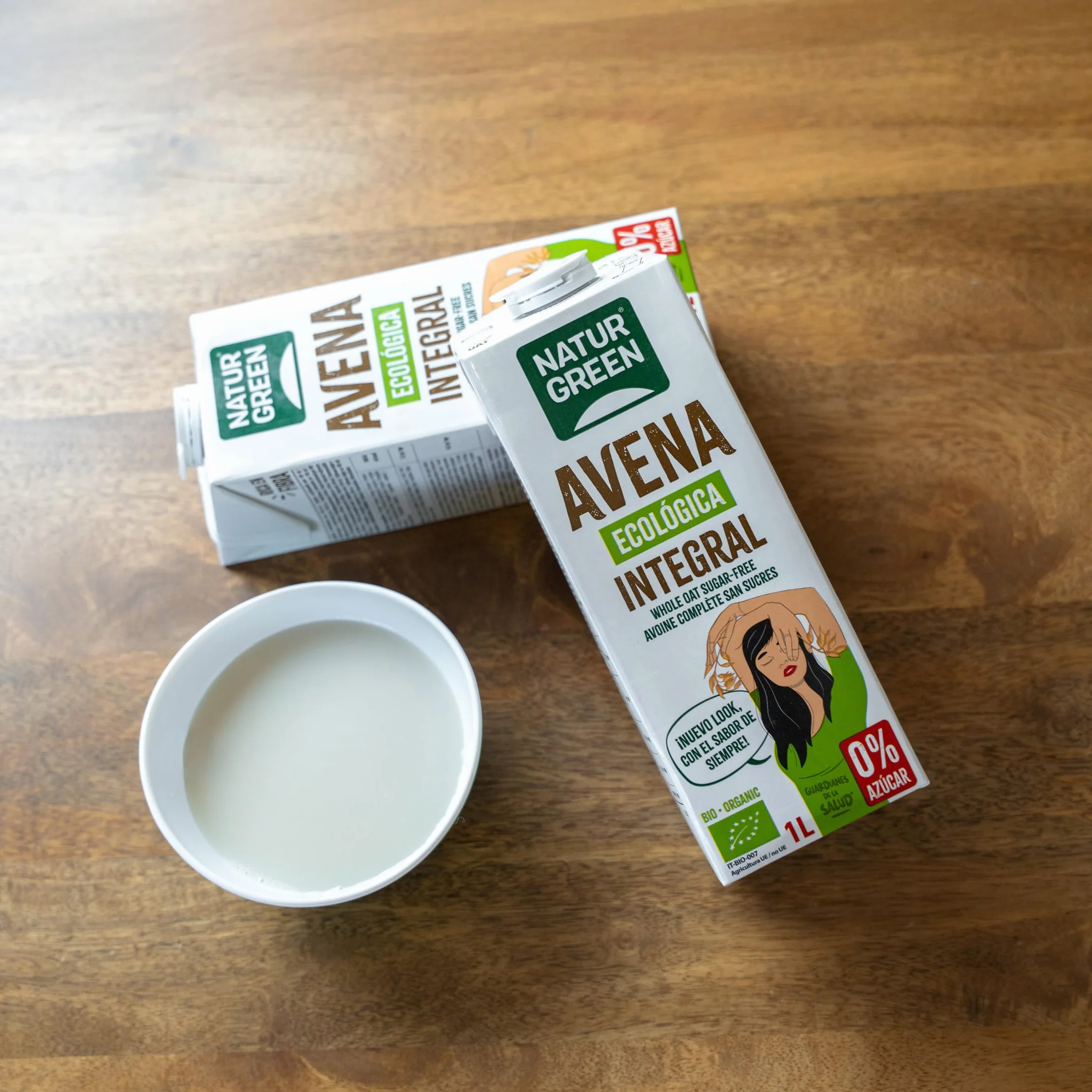 NaturGreen Bebida de Avena Integral Bio Pack 6 x 1L, Sin Azúcares Añadidos, Sin Lactosa