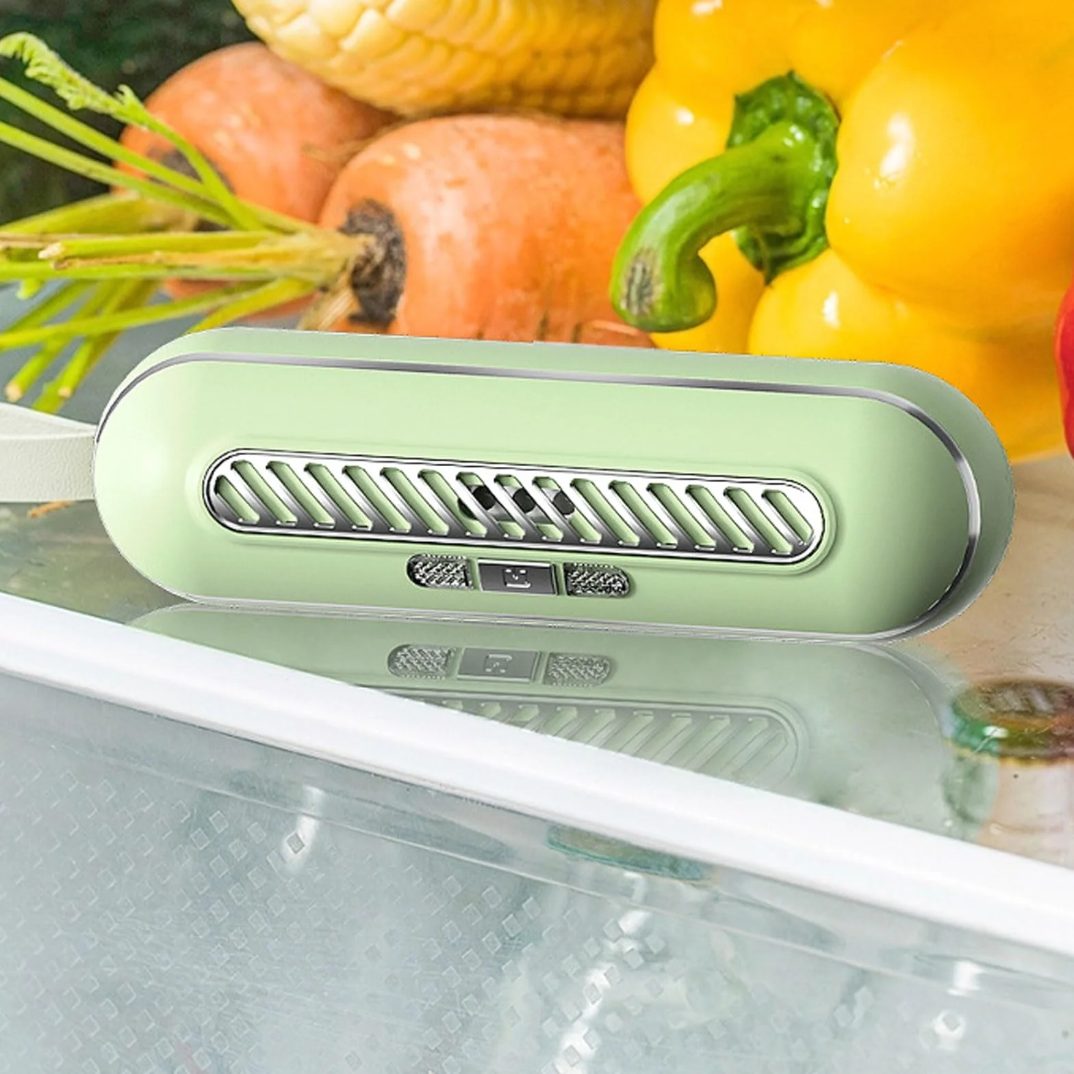 Mini Desodorizador de Nevera USB, Desodorizador de Nevera Reutilizable Durante Años Eliminador de Olores Recargable y Reutilizable 1200 MAh USB Portátil Anticongelante Eléctrico