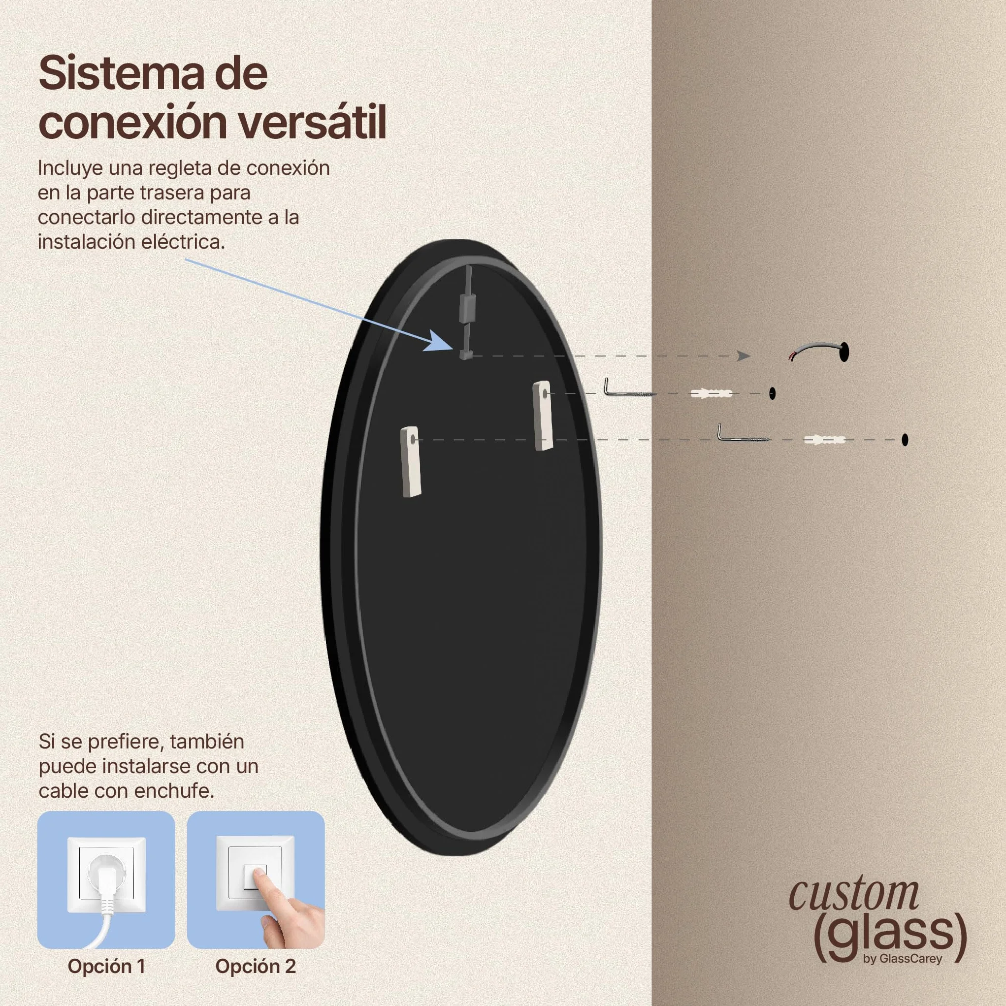 CustomGlass Espejo de Baño con iluminación Led Redondo Varias Medidas con Forma Circular Pared (Redondo 60 cm)