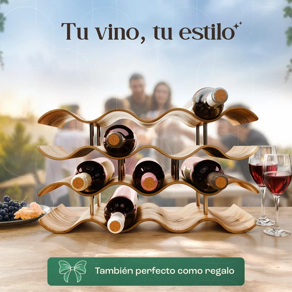 Dreiklang - be smart Botellero de Madera para 14 Botellas | Estable y autoportante, diseño Moderno y Decorativo | Compacto y Ahorra Espacio, pequeño y Estrecho, 4 Niveles (43 × 37 × 15,7 cm)
