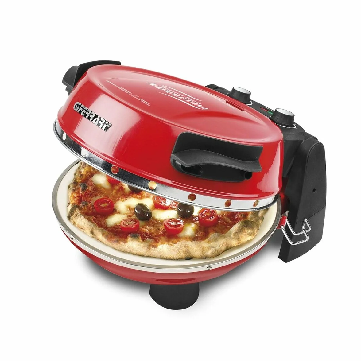 G3 Ferrari G10032 Horno Eléctrico para Pizza 400°C Doble Piedra Refractaria 31 cm Acero Inoxidable 1200 W Rojo
