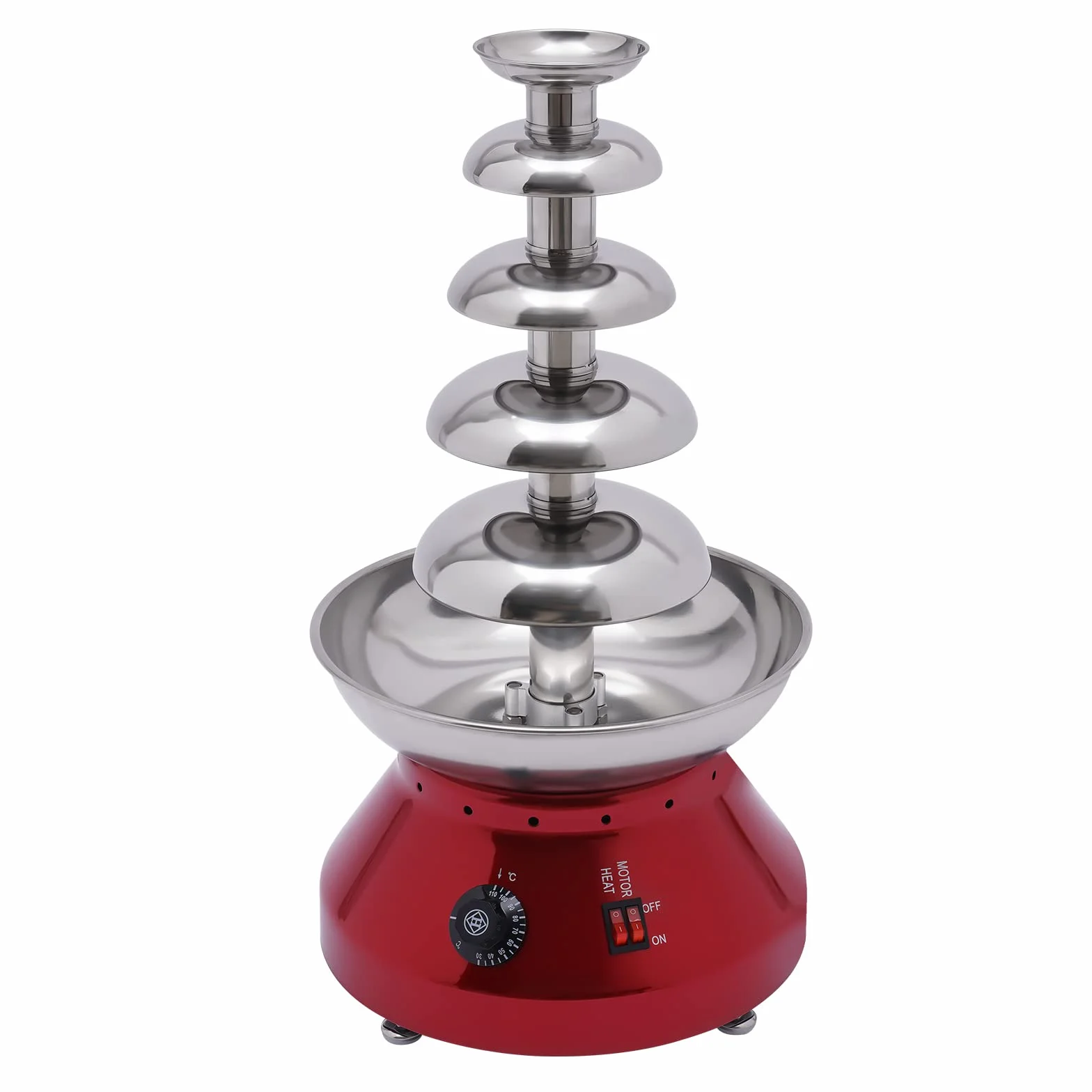 Fuente de chocolate de acero inoxidable, 230 W, 3 L, 5 etapas, con ajuste de temperatura de 30 a 110 °C, para fiestas familiares