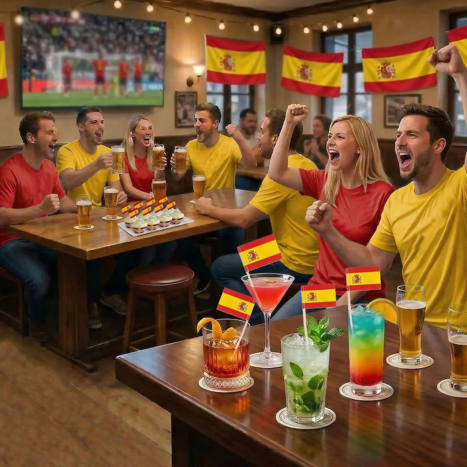Banderas de Palillos España 2026-100Pcs - Banderitas Españolas para Tapas, Canapés y Fiestas