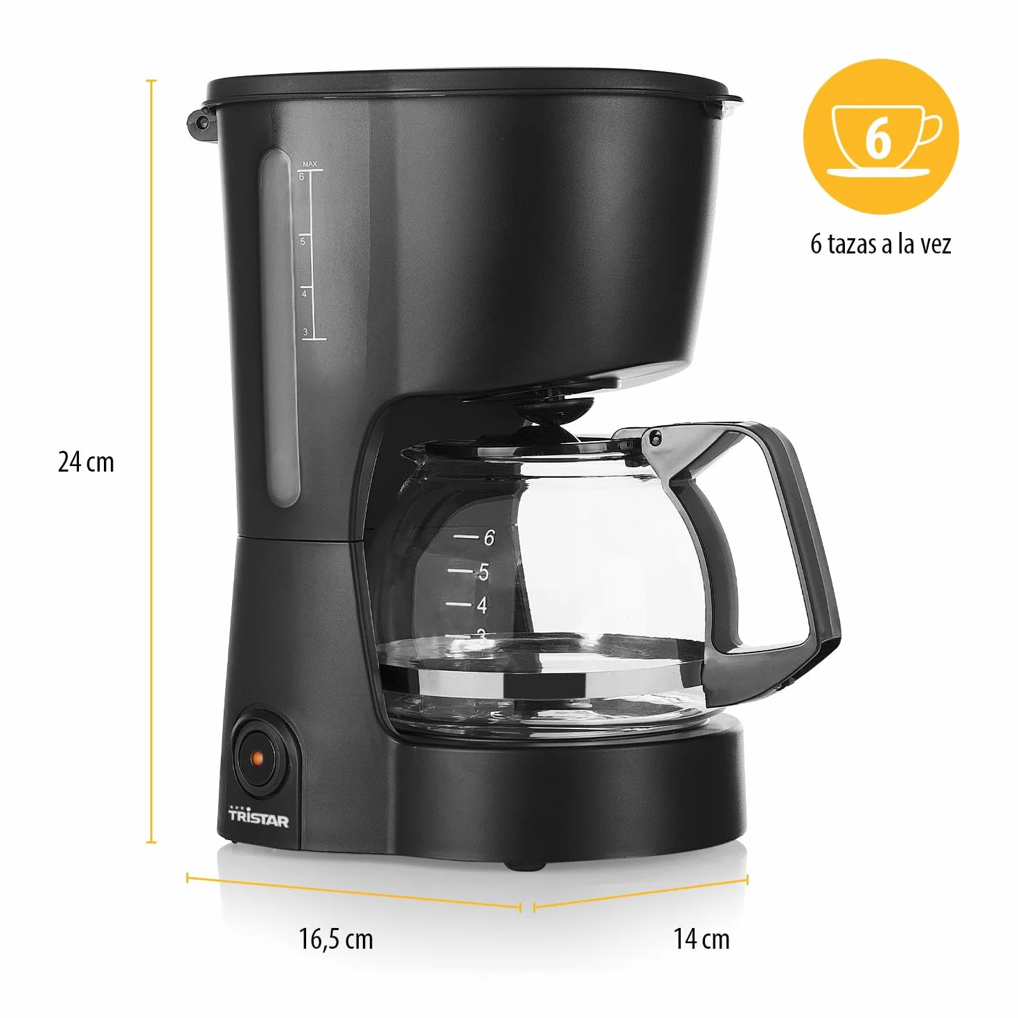 Tristar Cafetera 6 Tazas 600W Filtro Permanente Apagado Automático CM-1246