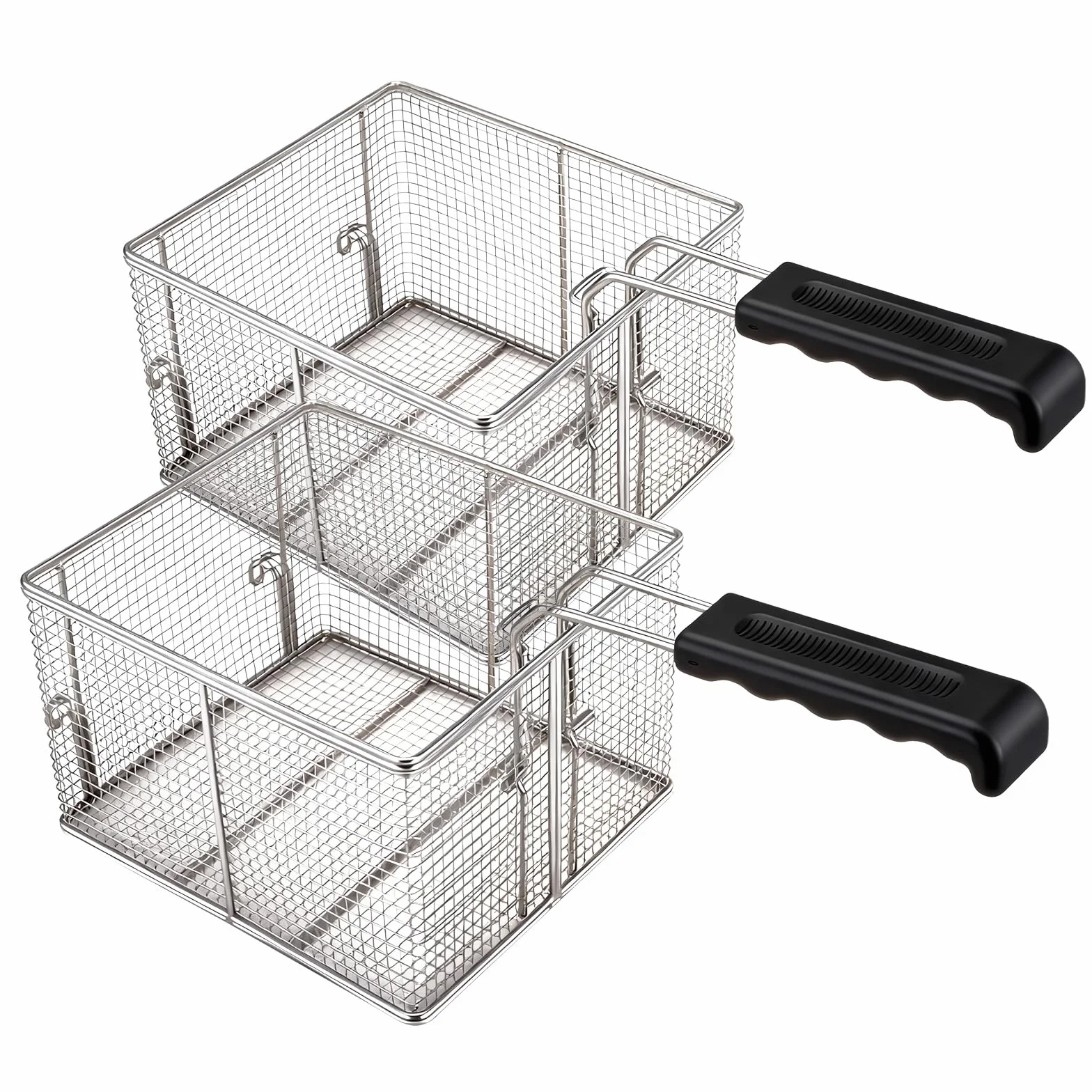 WaterElfo Cesta comercial para freidora, construcción de malla de acero inoxidable, 16.5 x 12 x 8.5 pulgadas, mango ergonómico, accesorio de cocina de grado profesional