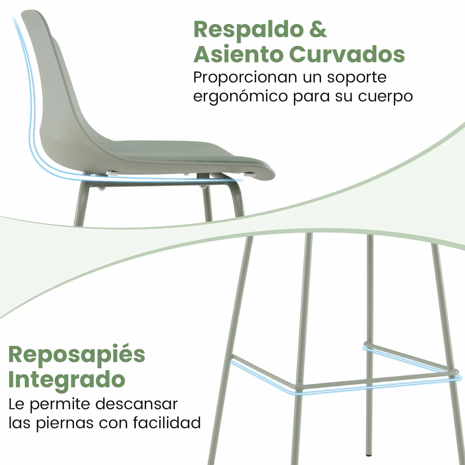 COSTWAY Juego de 4 Taburetes de Bar, Altura Asiento 76 cm, Taburetes Altos de Cocina con Respaldo, Asientos Acolchados, Reposapiés y Patas Metal, Silla Altas de Bar para Isla Cocina y Comedor, Verde