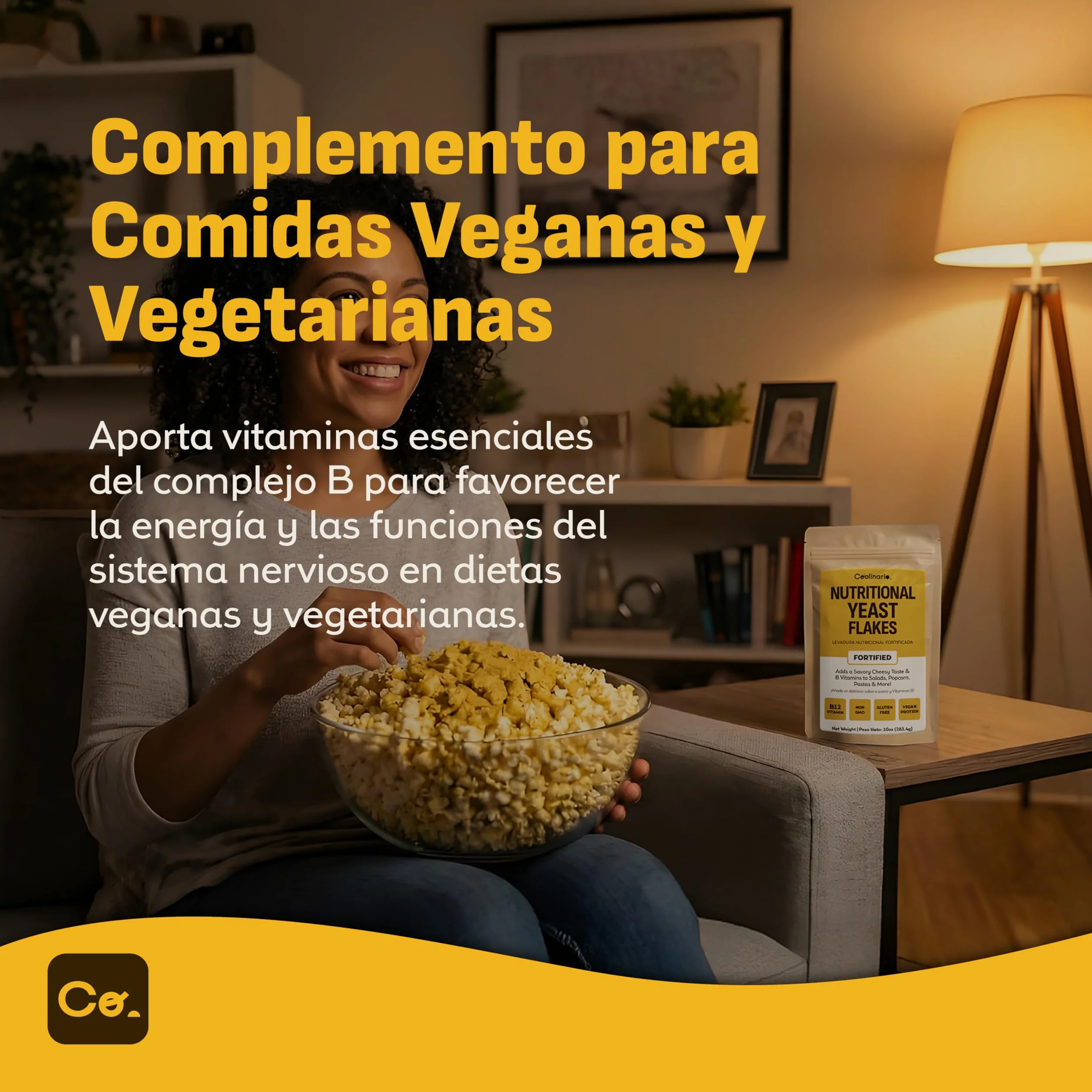 Coolinario Levadura Nutricional Fortificada 56 g Condimento Vegano Sabor Queso Rica B12 Proteína Fibra