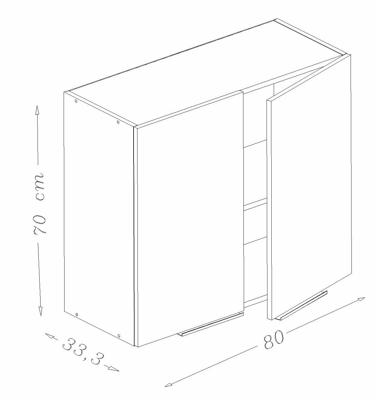 CABINET CP8HN - Mueble de cocina con dos puertas (80 cm), color negro luciente