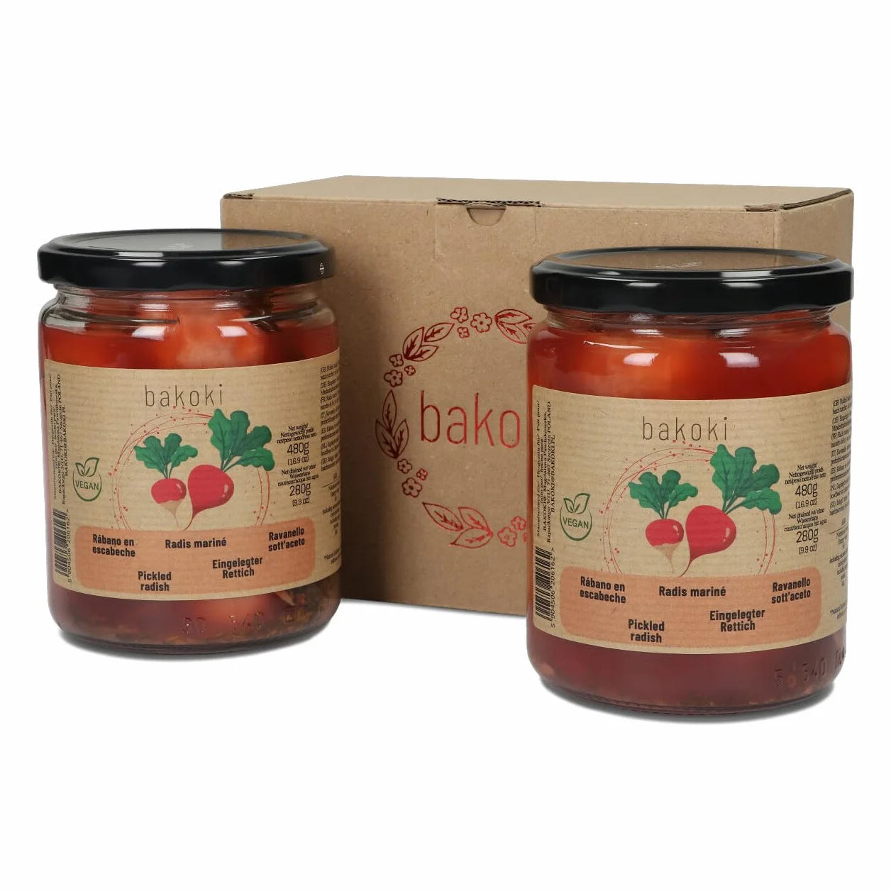 BAKOKI Rábanos Marinados Premium, 2 x 480 g (Paquete de 2)