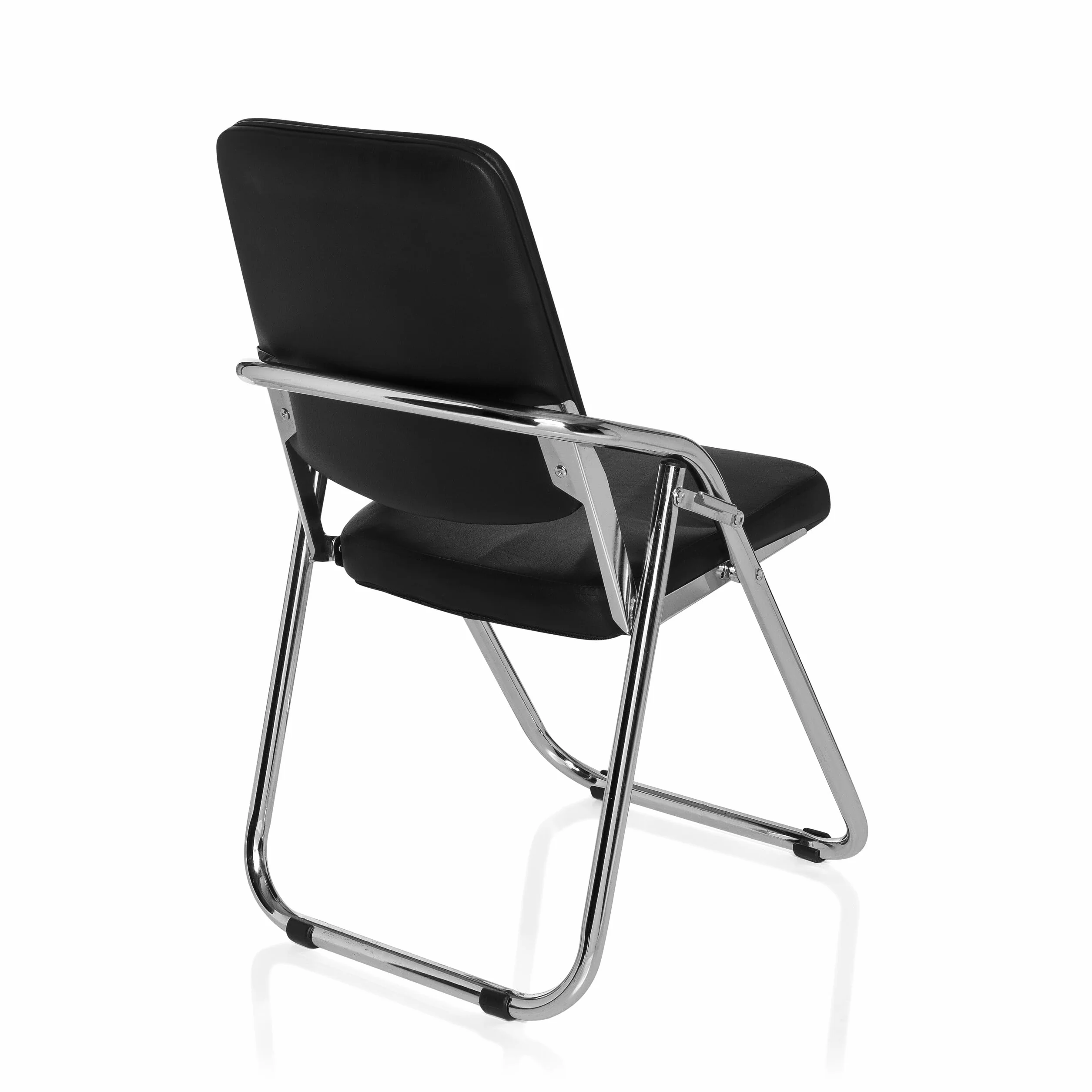 hjh OFFICE 706300 Silla de Conferencia Esto Piel sintética Negro, Silla de confidente cómoda, rebatible, Respaldo y Asiento Acolchado