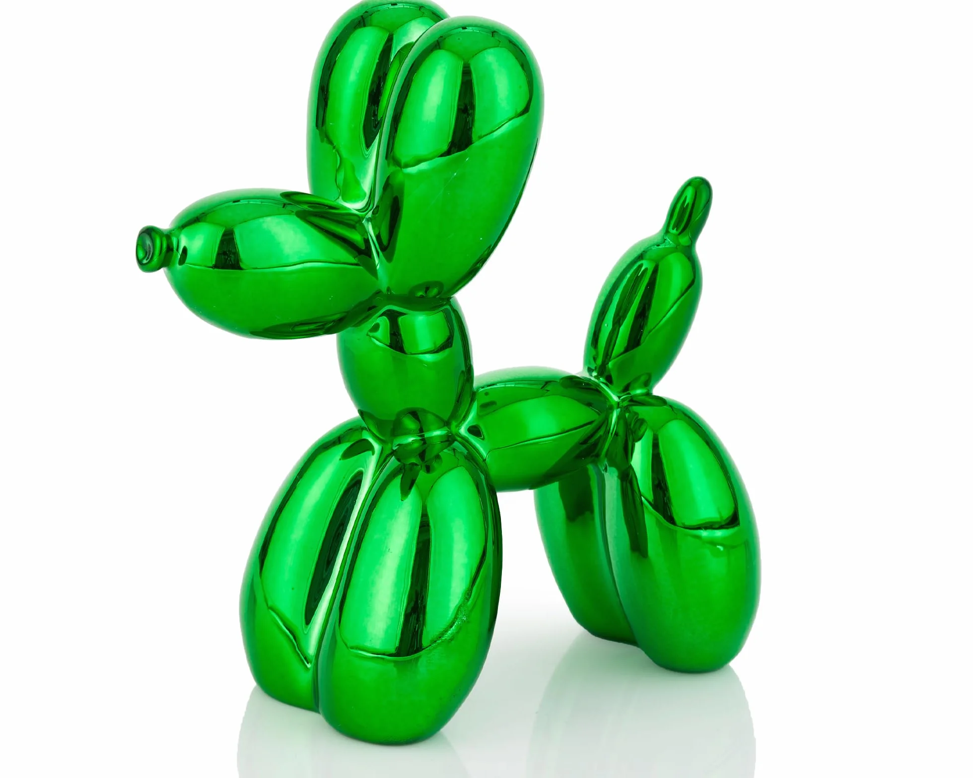 Estatuilla decorativa de perro con efecto de globos, verde, electrochapada, brillante, 10,16 cm, pequeña, adornito ecléctico y vibrante para estantería o mesa