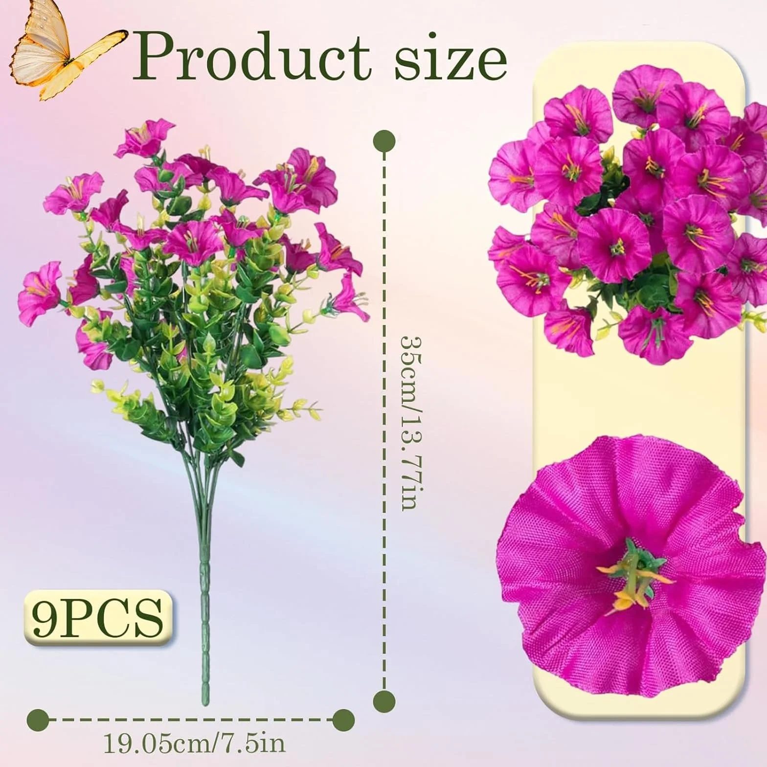 Flores Artificiales de Exterior Resistentes UV, 6 Paquetes para Jardín Balcón Porche