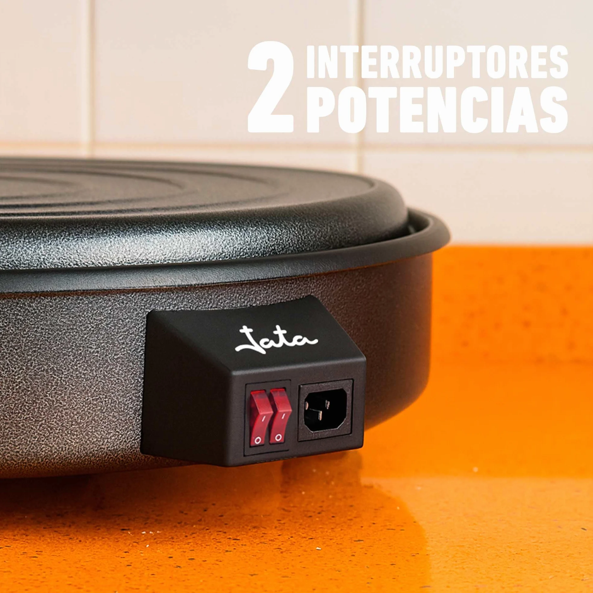 Jata PE550 - Paellera Eléctrica 55 cm con Tapa, Sartén Eléctrica Multifunción Antiadherente, 1900W, Gran Capacidad para Paellas, Guisos, Arroces y Reuniones Familiares