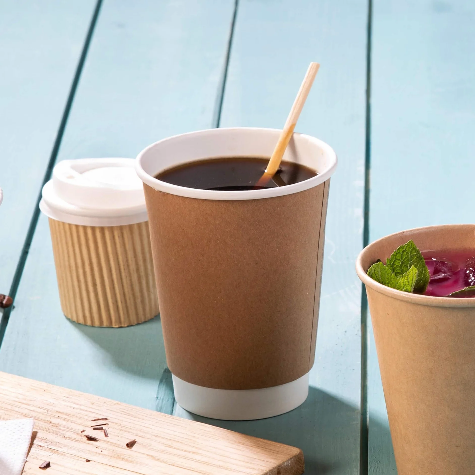 BIOZOYG 1000 Palitos agitadores café bambú 14 cm biodegradables compostables
