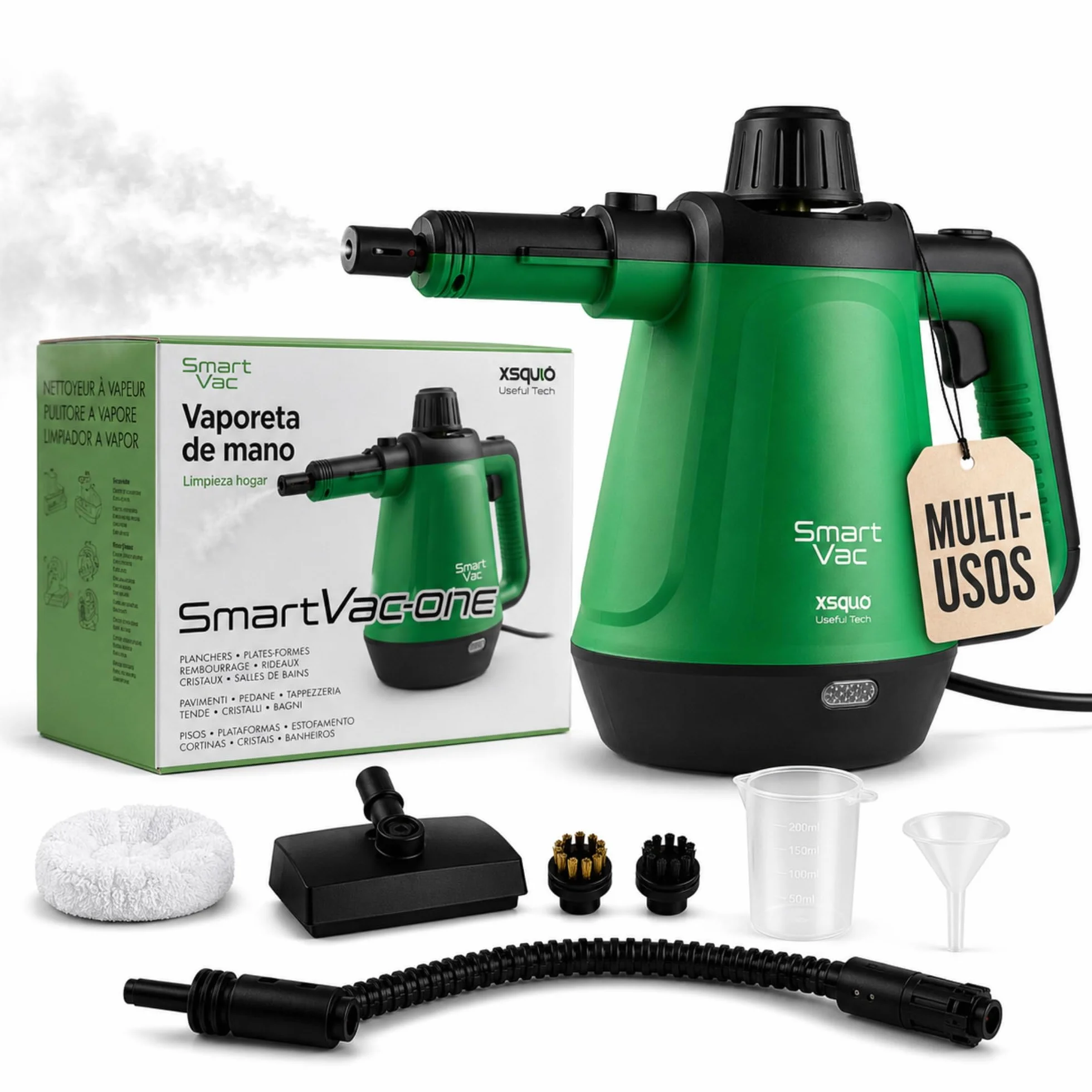 Limpiador a Vapor Multiusos Portátil 1200W 5 en 1 Presurizada con Accesorios - Xsquo
