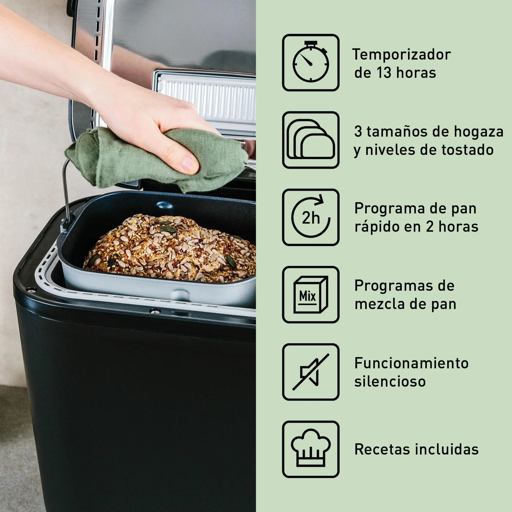 Panasonic SD-R2530 Panificadora Automática con Dispensador, 850 W, Sensor de Temperatura, Temporizador Digital 13H, 30 Programas, Negro