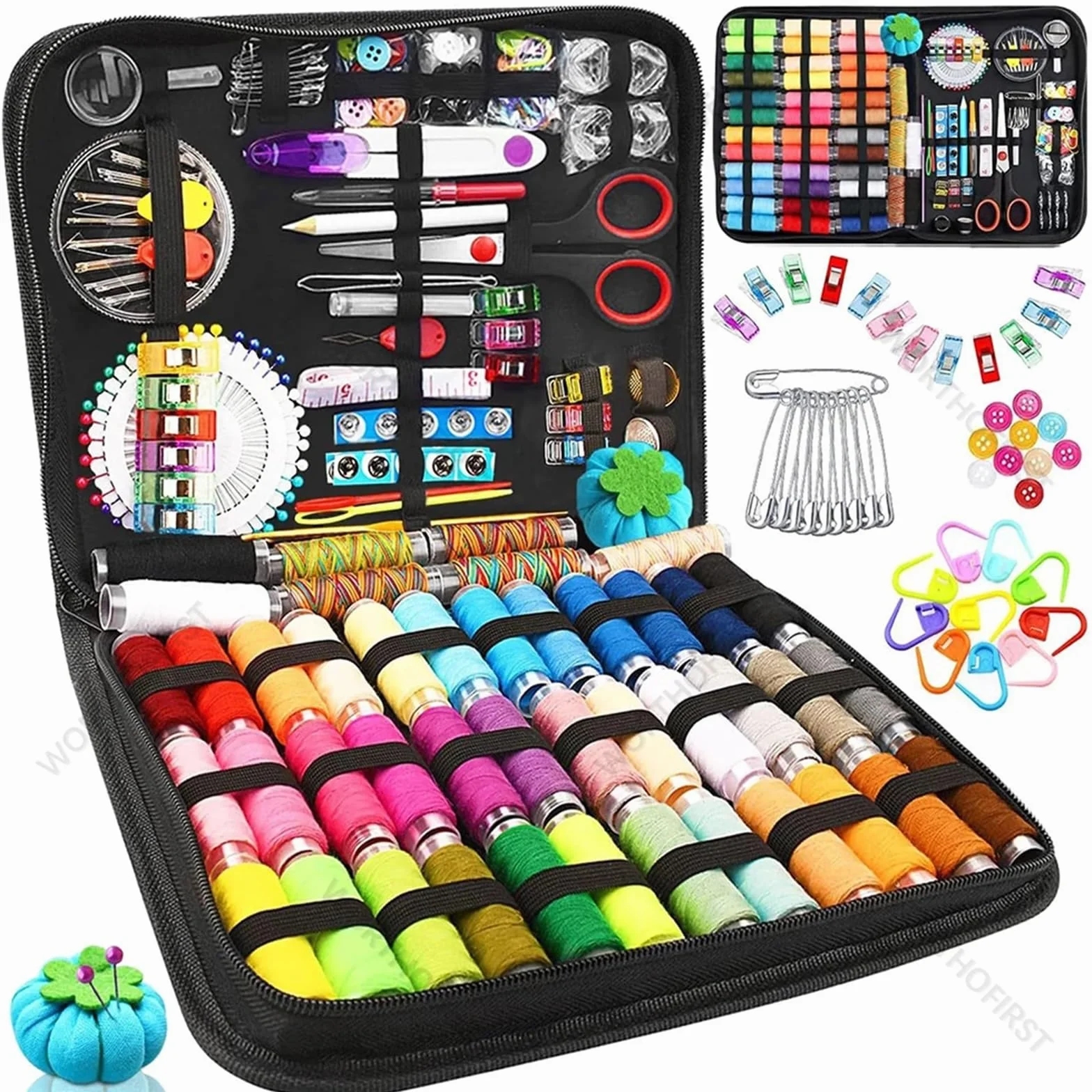 Kit De Costura De Viaje Juego de caja costura multifuncional for bricolaje, portátil, for coser a mano, herramientas bordado, accesorios for el hogar(304Pcs)