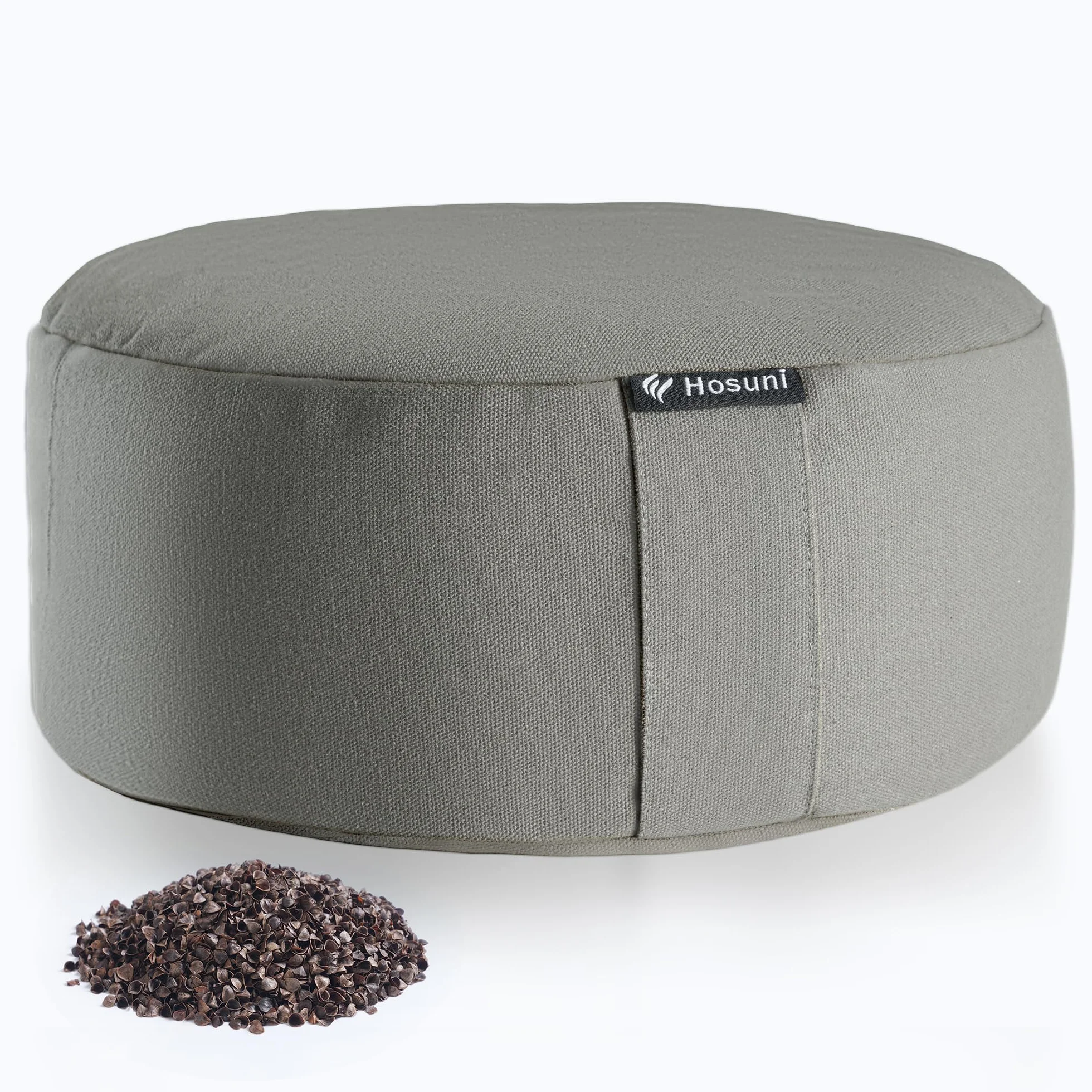 Hosuni Cojín de Meditación Redondo Relleno Natural de Escalas de Trigo Sarraceno Yoga Zafu Ergonómico Funda Algodón Lavable
