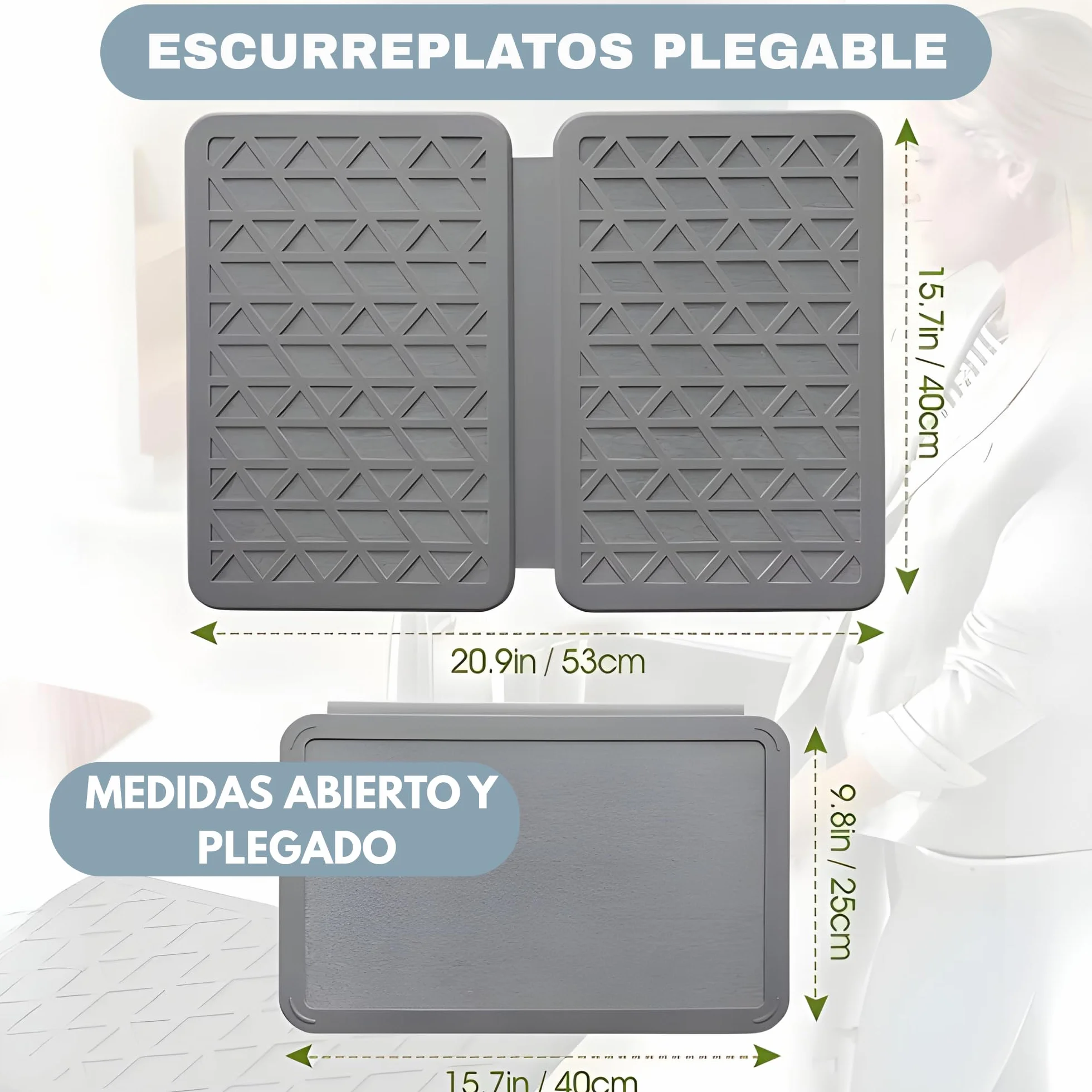 Escurreplatos de Piedra de Diatomita Plegable para Cocina – Secado Ultra Rápido Antibacteriano