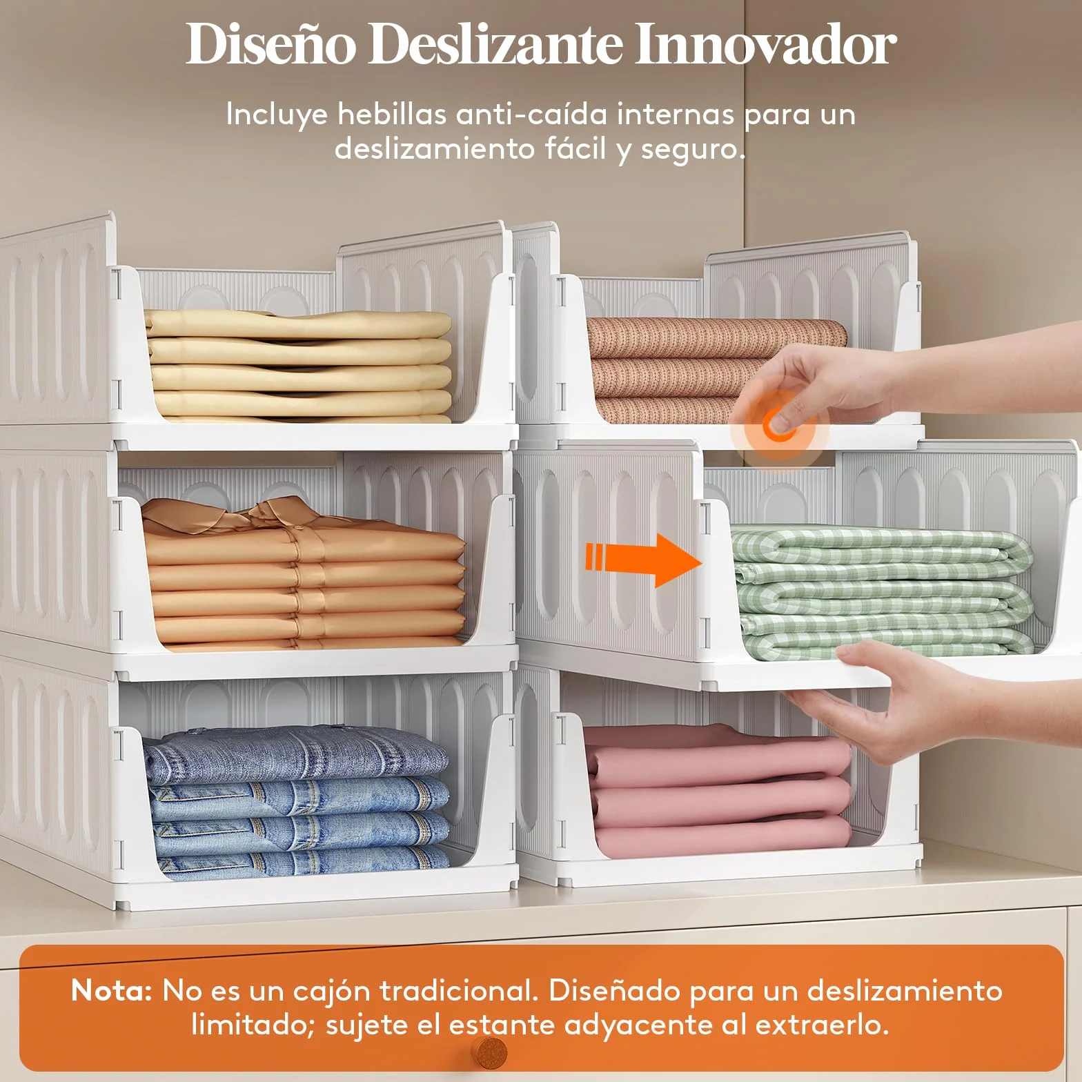 Lifewit Cajas de Almacenaje Extensibles Apilables 24L Blanco 5 Pack