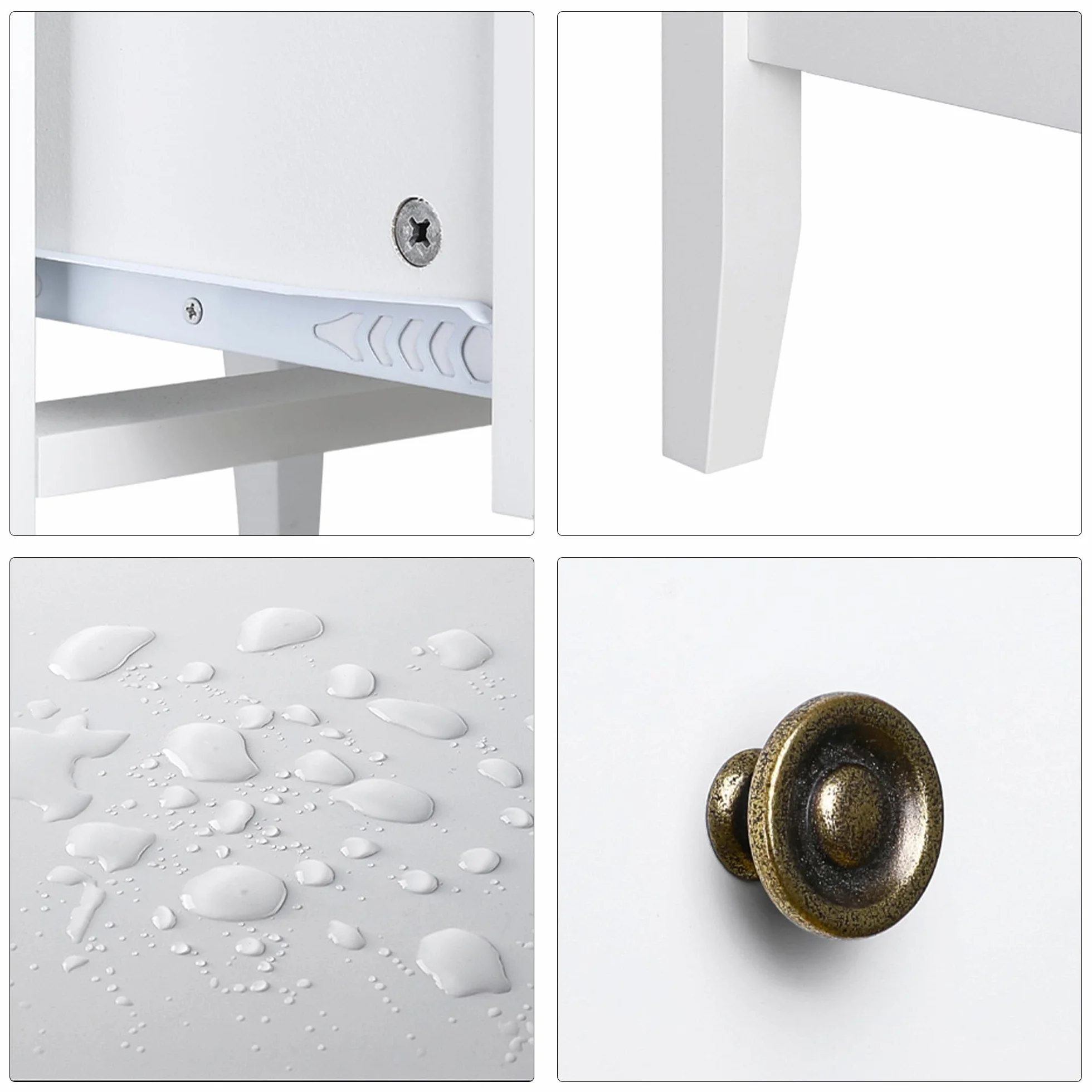 FOREHILL Mesitas de Noche Pack 2 Blanca, Mesillas de Noche con 2 Cajones, Mesitas de Noche Dormitorio, Mesas de Noche, Moderno, Madera, 50x40x55,5cm