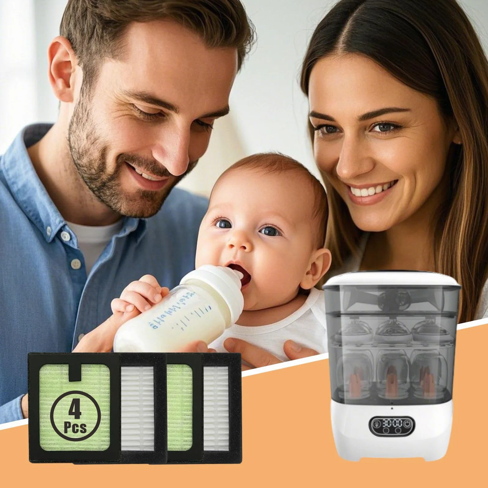 Filtro HEPA para lavadora de biberones Baby Brezza Pro, paquete de 4, filtro HEPA original H13 de alta eficiencia, polvo de aire limpio