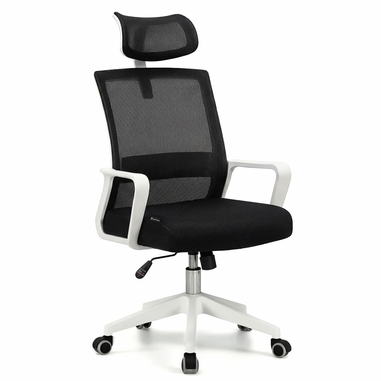 Duehome Silla de Oficina Ergonómica Dafne Negro Blanco 55x51x111-121 cm